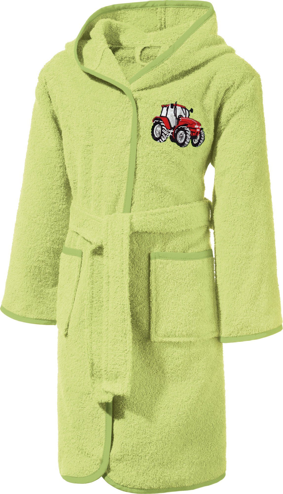 Erwin Müller Kinderbademantel Kinder-Bademantel mit Kapuze, Rückenlänge: 72 cm, Frottier, mit Kapuze/mit Aufsatztasche:, default, Walk-Frottier Uni/Motiv: Traktor