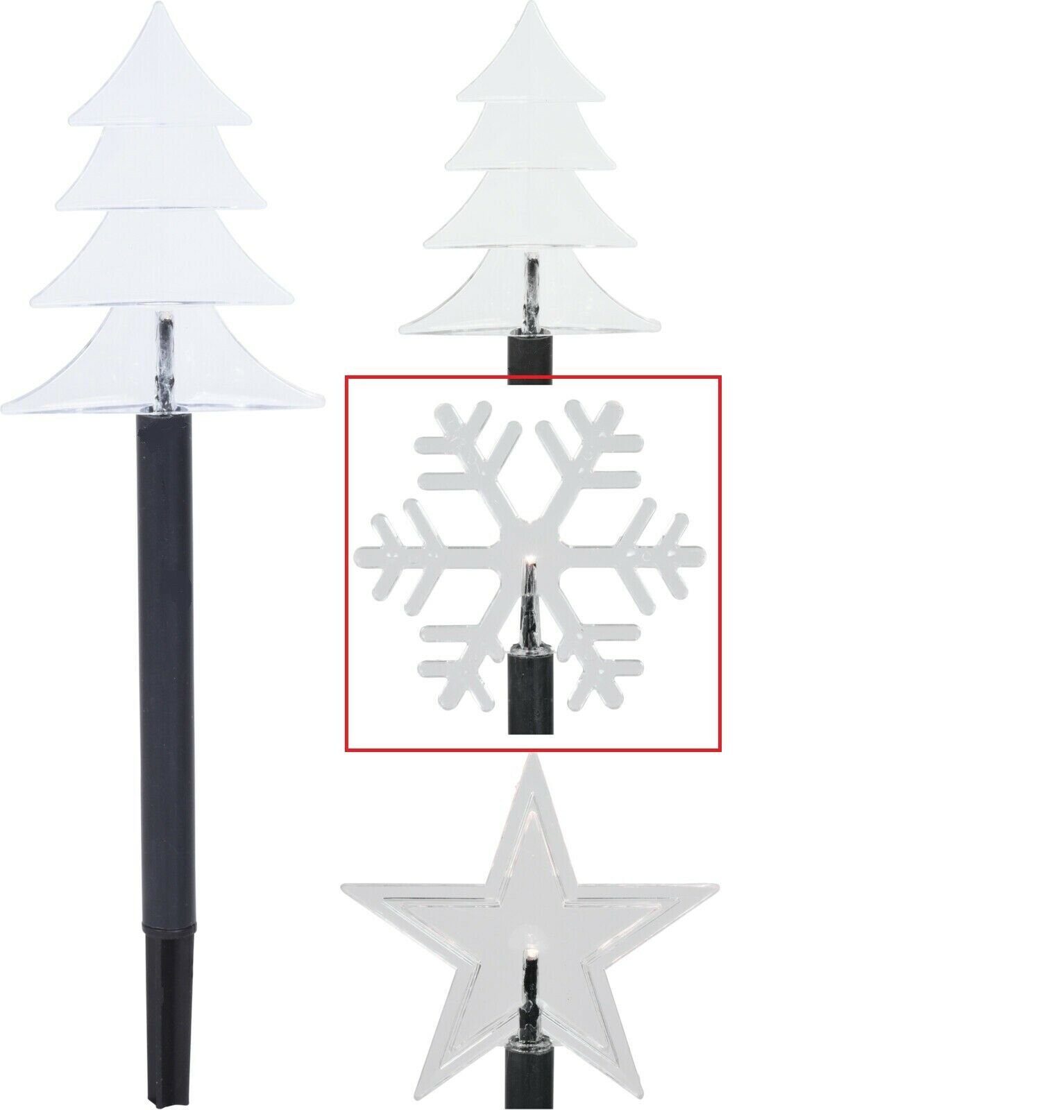 Meinposten LED-Lichterkette Lichterkette LED Batterie Außen Gartenstecker Tannenbaum Stern Timer, Timerfunktion schneeflocke