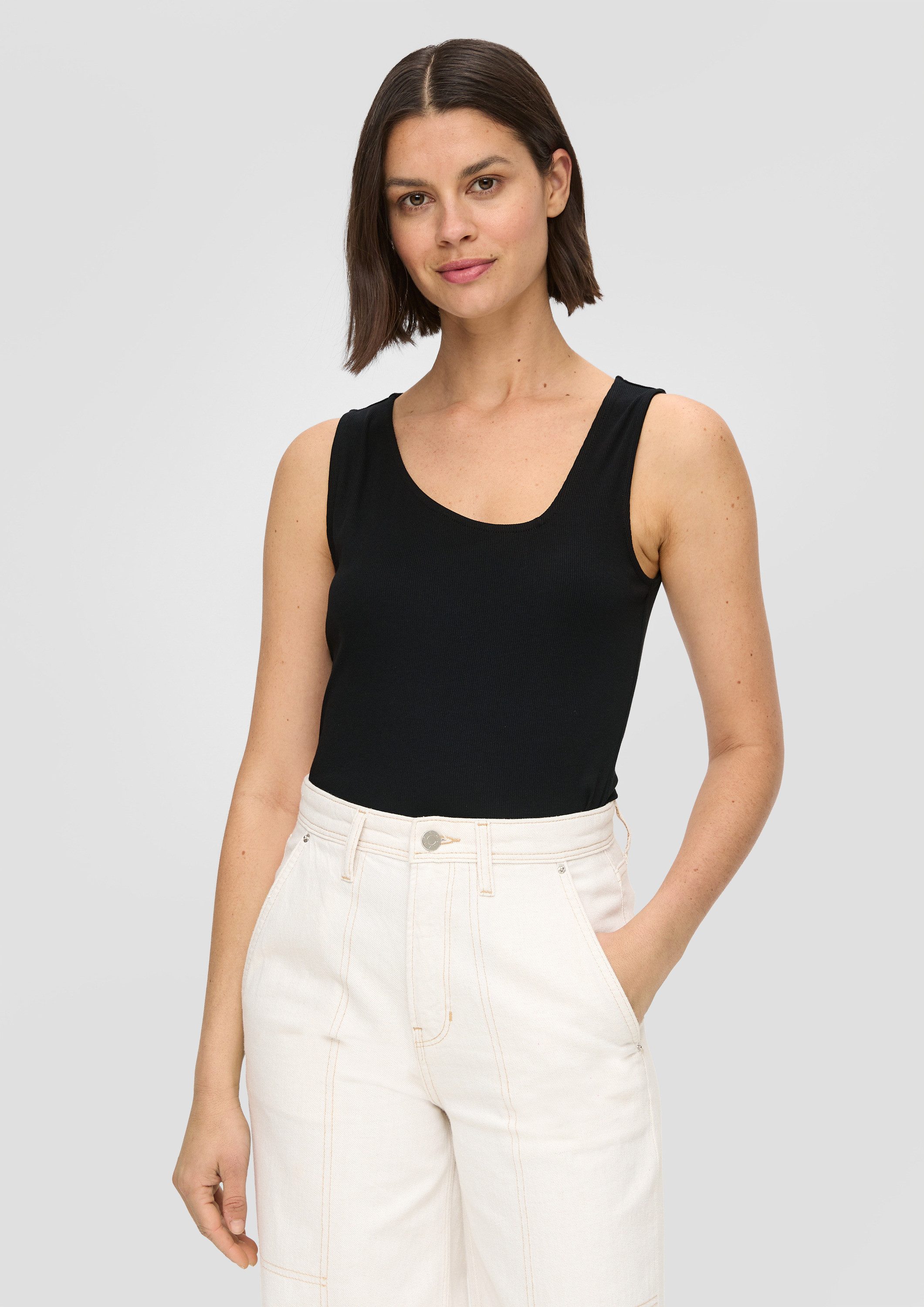 s.Oliver Muscleshirt T-Shirt Jersey-Top mit asymmetrischem Ausschnitt