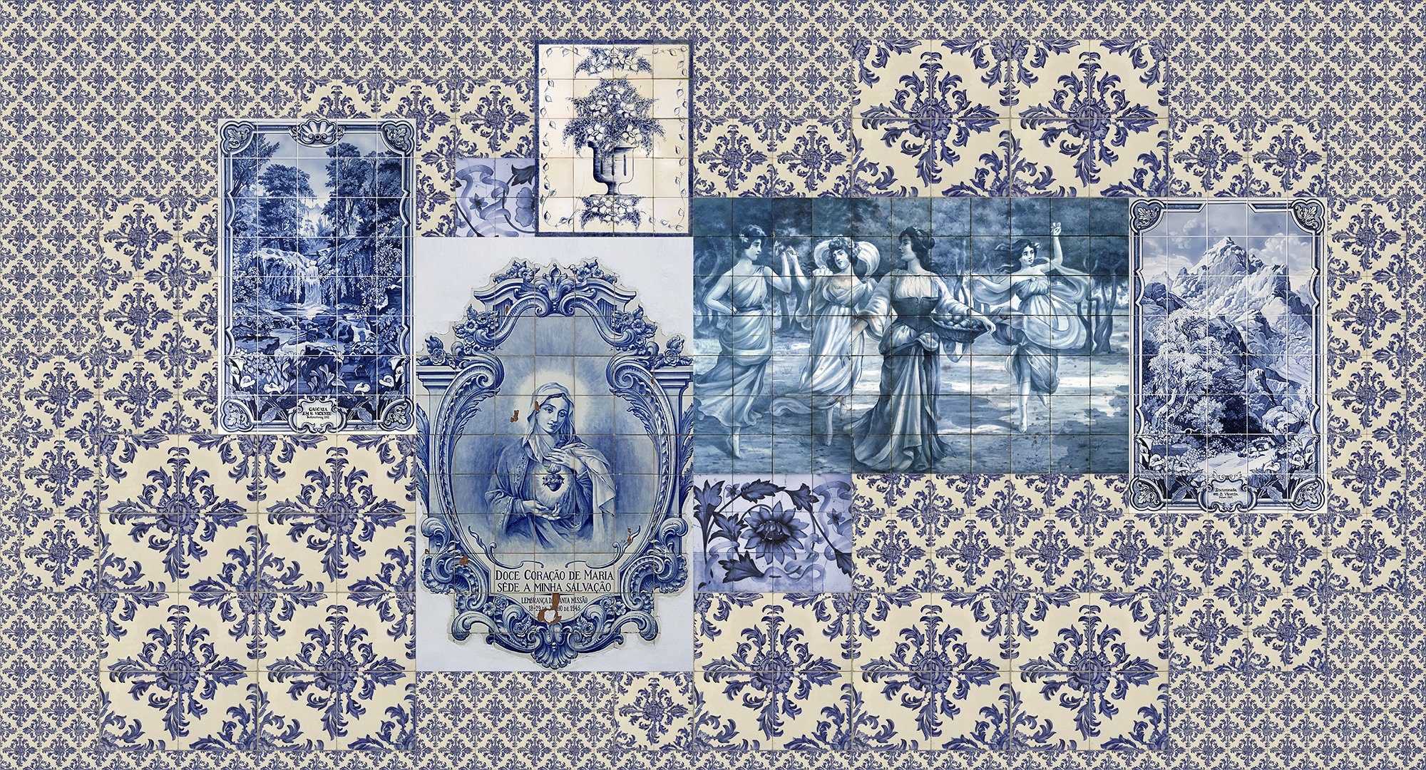 living walls Fototapete Walls by Patel Azulejos 1, glatt, (5 St), Vlies, Wand, Schräge