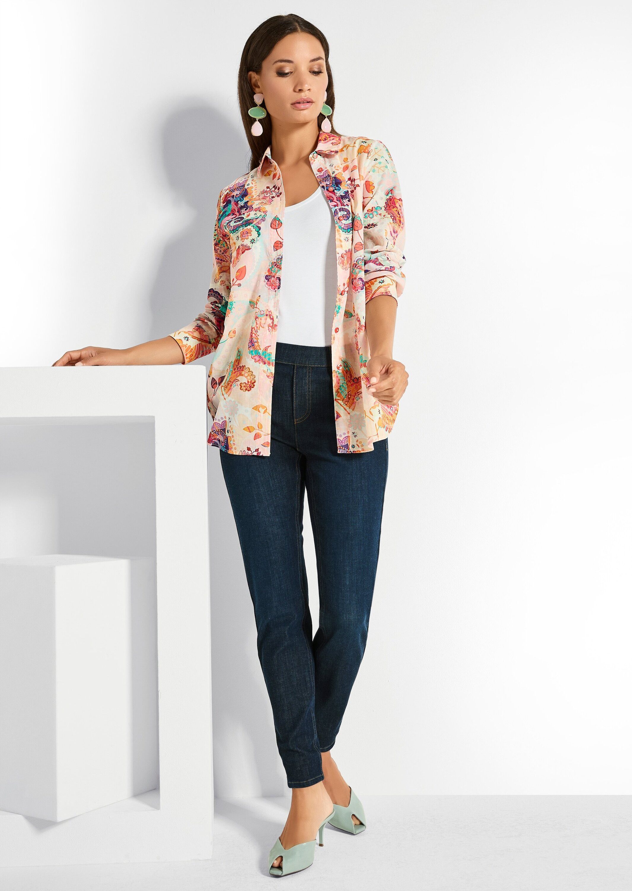 MADELEINE Gerade Jeans Kurzgröße: Denim-Leggings mit Schlupfbund Bi-elastische Jeans mit Schlupfbund im 4-Pocket-Design