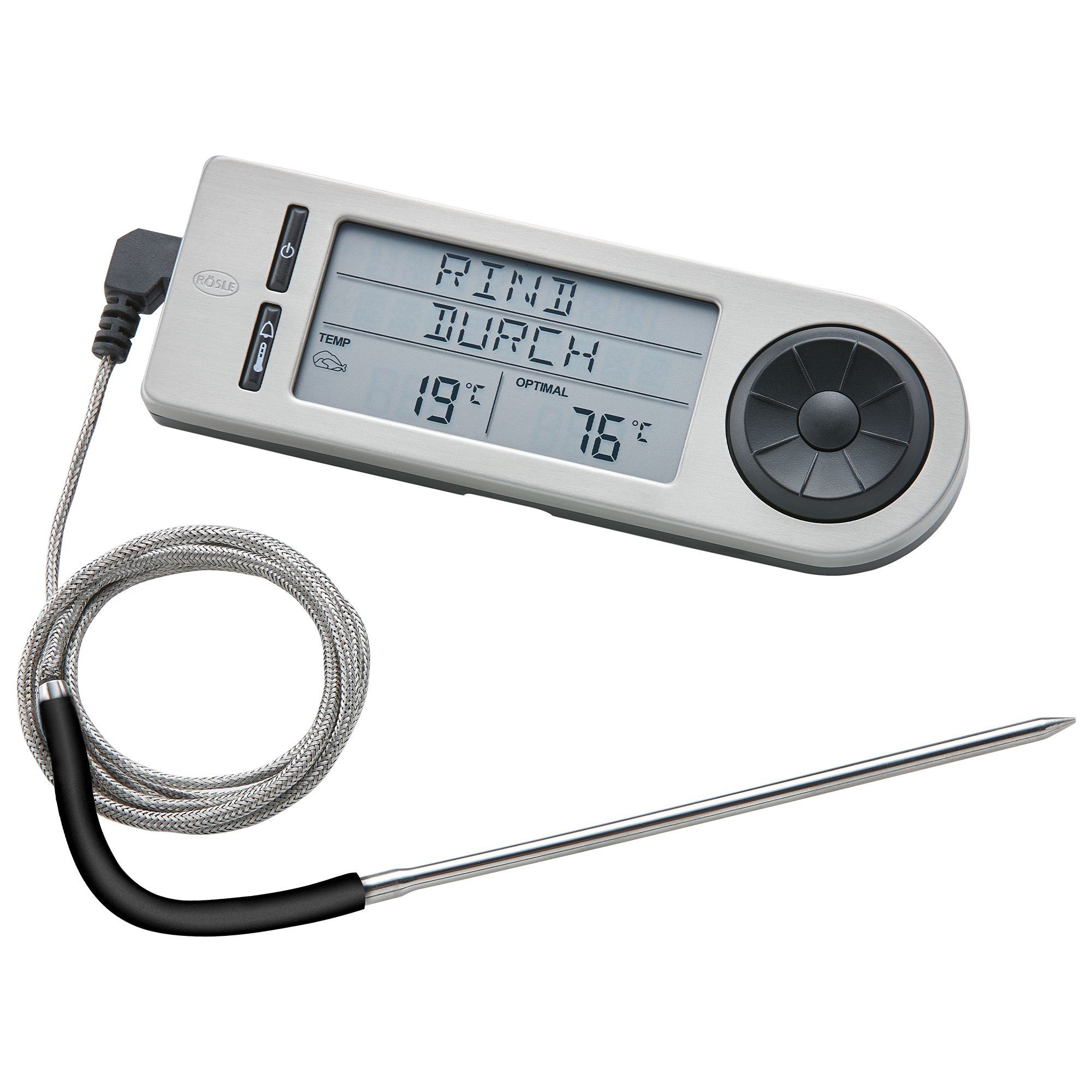 RÖSLE Bratenthermometer Garthermometer digital, integrierter Timer
