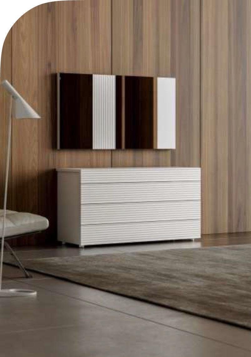 JVmoebel Kommode Weiße Designer Luxus Kommode mit Spiegel 4 Schubladen Holz Möbel Neu (2 St), Made in Europa