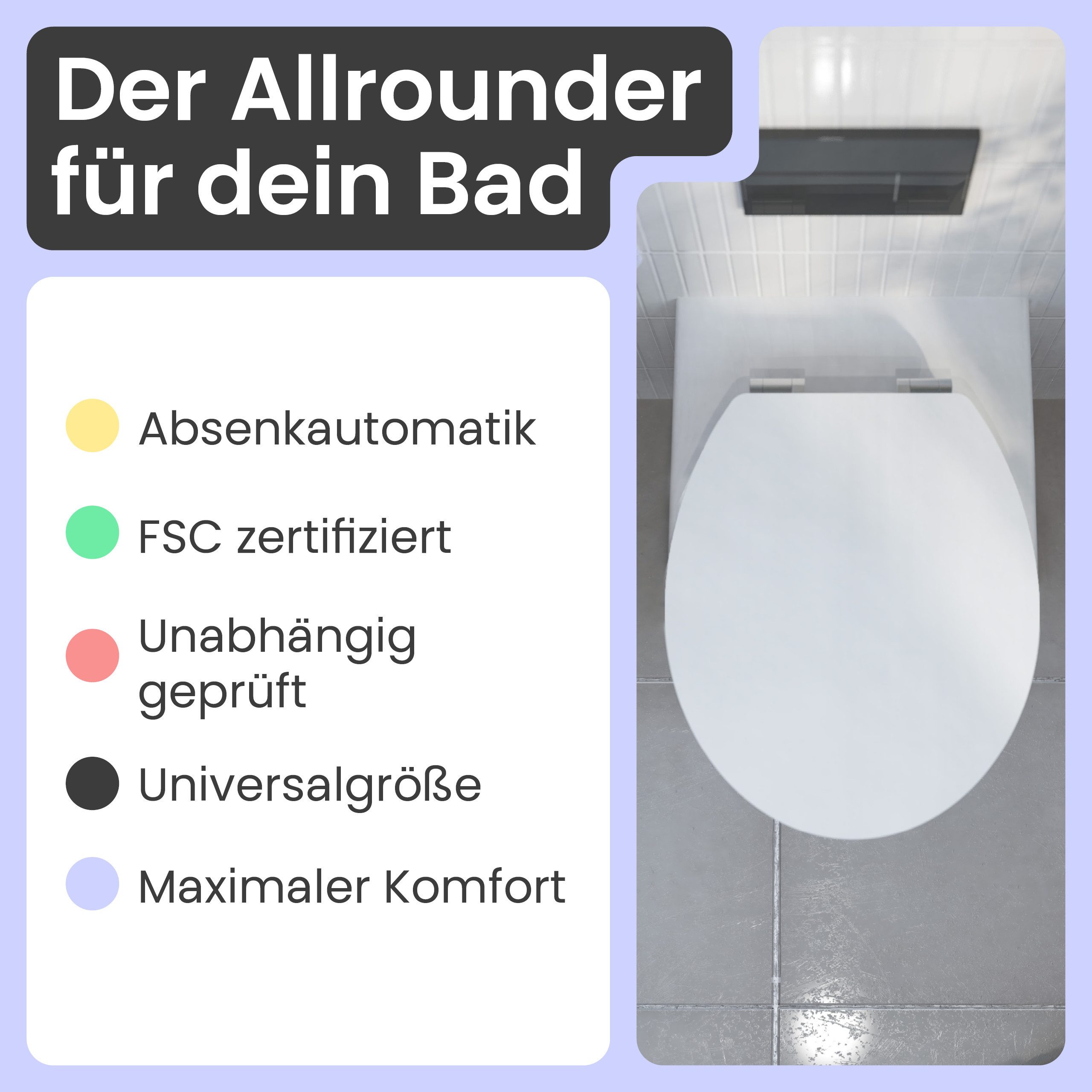 instmaier WC-Sitz Gaia Holz Toilettendeckel, weiß matt, mit doppelter Absen günstig online kaufen