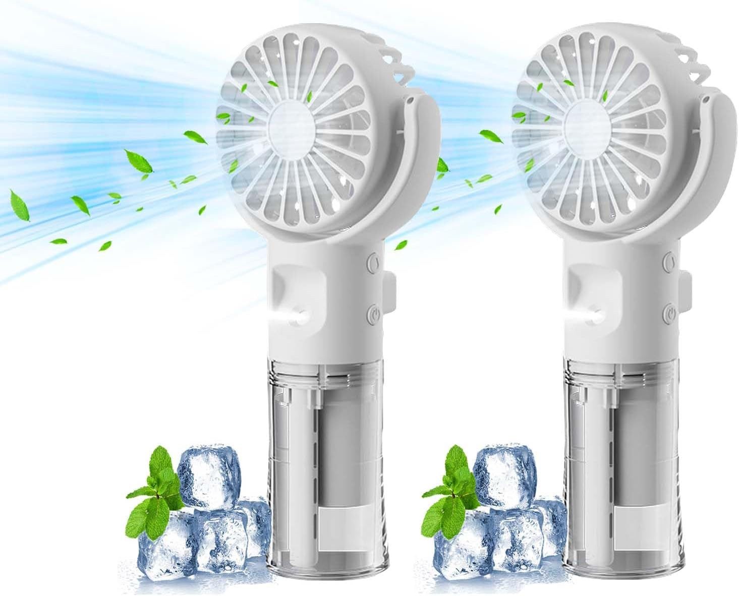 Handventilator Handventilator mit Wasserkuehlung USB 4 Stufen 2er Pack Weiss