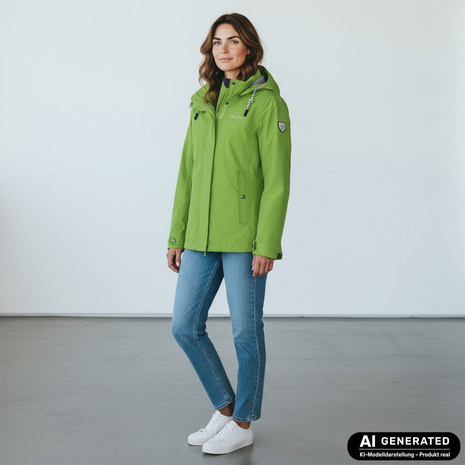 Dry Fashion Funktionsjacke Norderney Damen Übergangsjacke Wasserdicht - Outdoor-Jacke Winddicht Atmungsaktiv, Verschweißte Nähte, Kapuze abnehmbar, 2-Wege-Verschluss