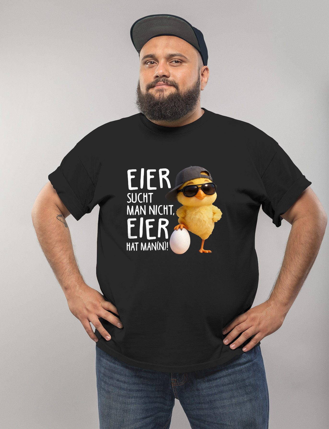 MoonWorks Print-Shirt Herren T-Shirt Statement Spruch - Eier sucht man nich günstig online kaufen