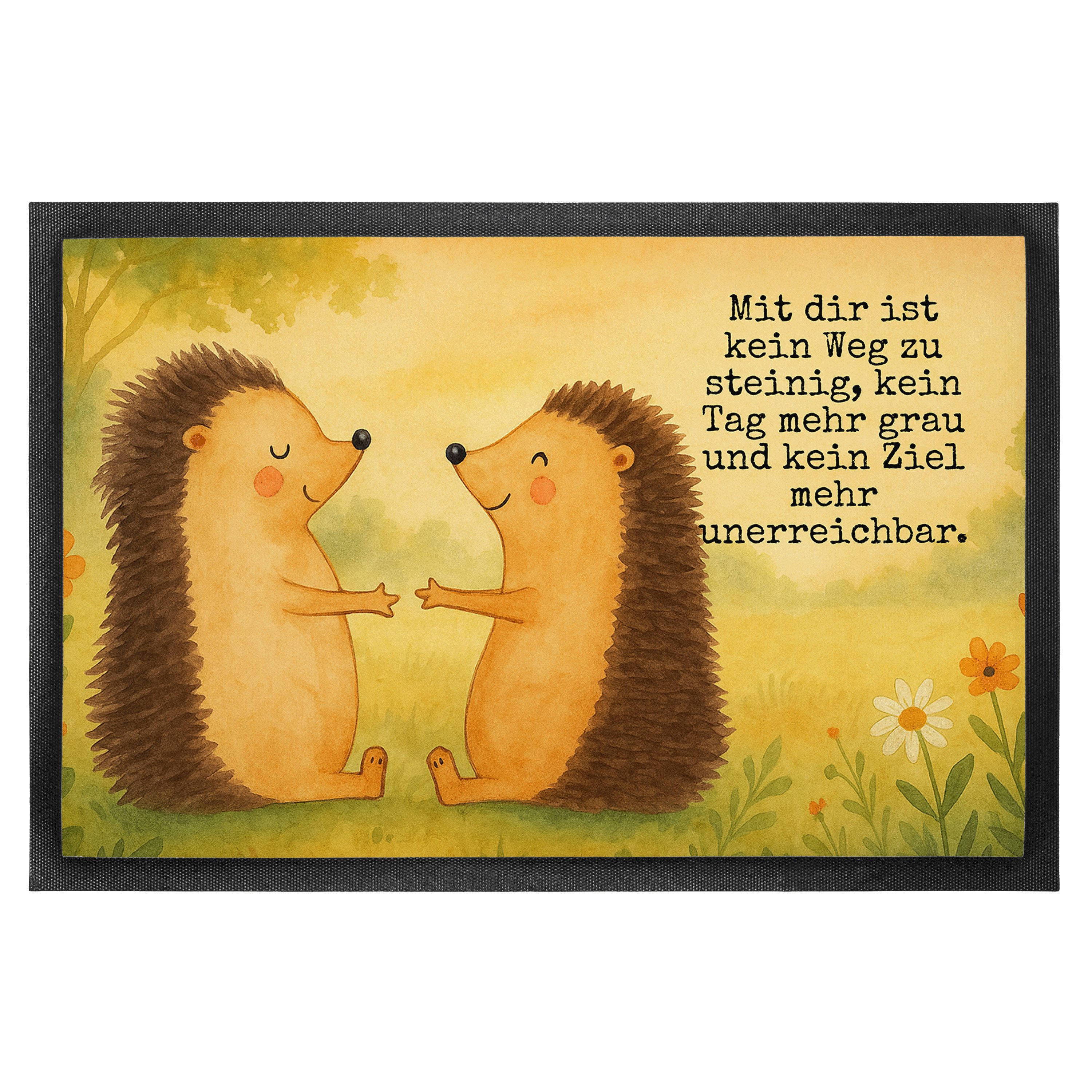 Mr. & Mrs. Panda Fußmatte Igel Liebe Design, fußmatte 40 x 60 cm, Weiß, Eingangsteppich, Gesche, rechteckig, Höhe: 40 mm, Freundin Vorleger Igel