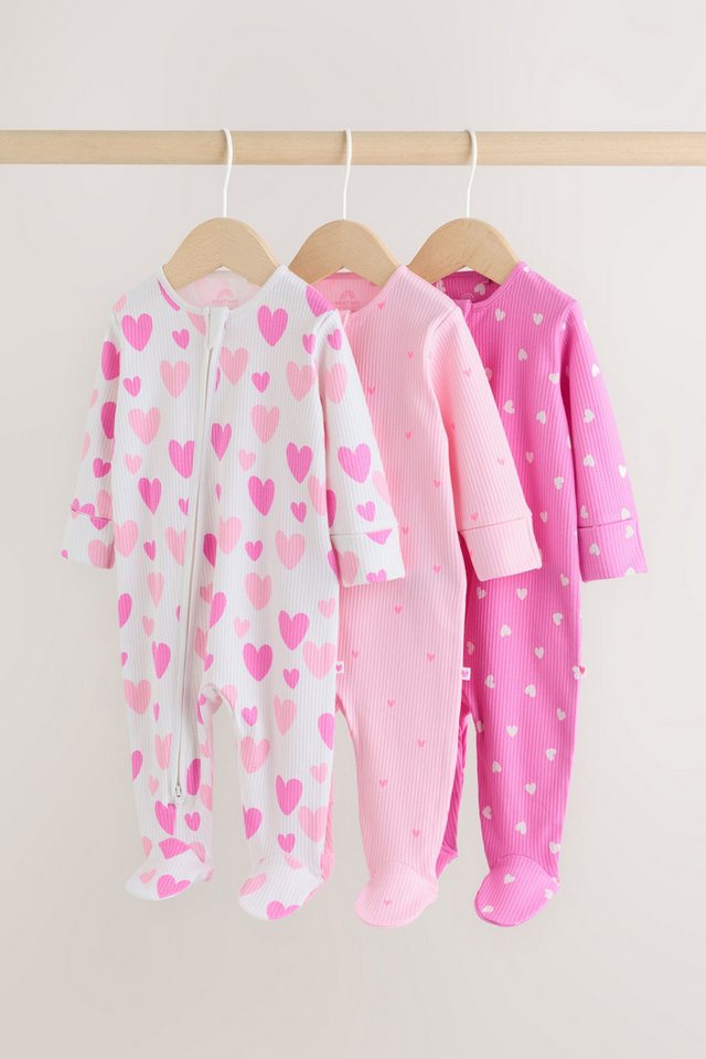 Next Schlafoverall Babyschlafanzüge mit Zweiwege-RV, 3er-Pack (3-tlg)