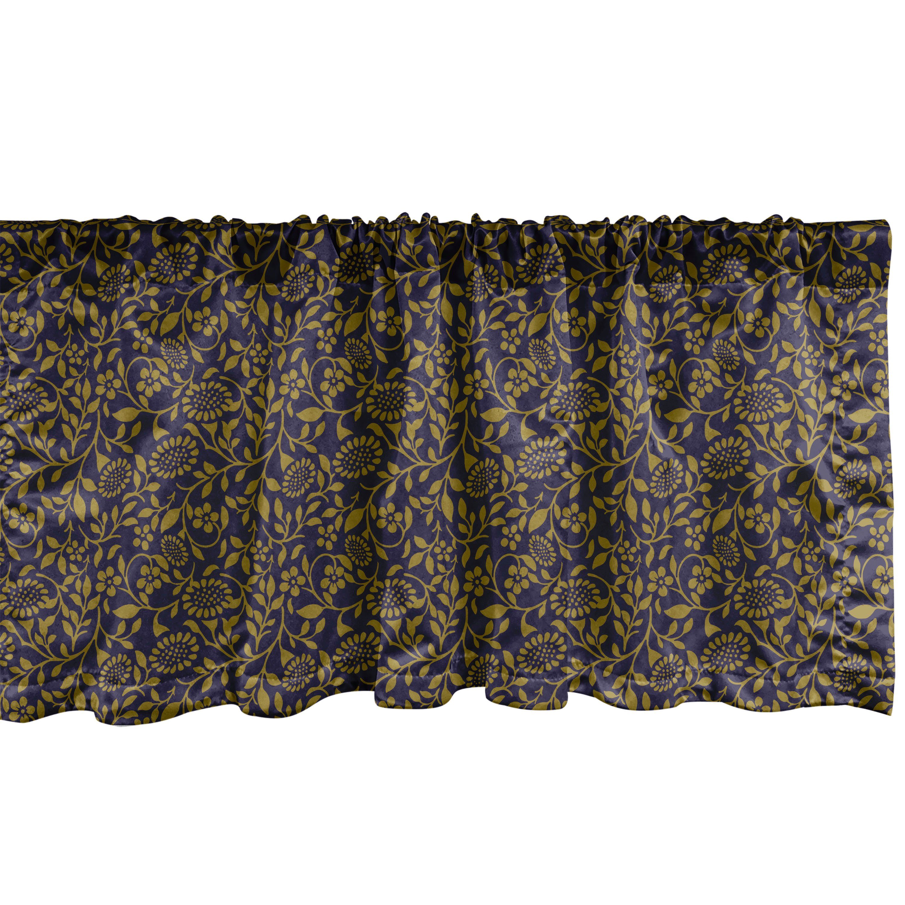 Scheibengardine Vorhang Volant für Küche Schlafzimmer Dekor mit Stangentasche, Abakuhaus, Microfaser, Blumen Blumen und Blätter Motiv