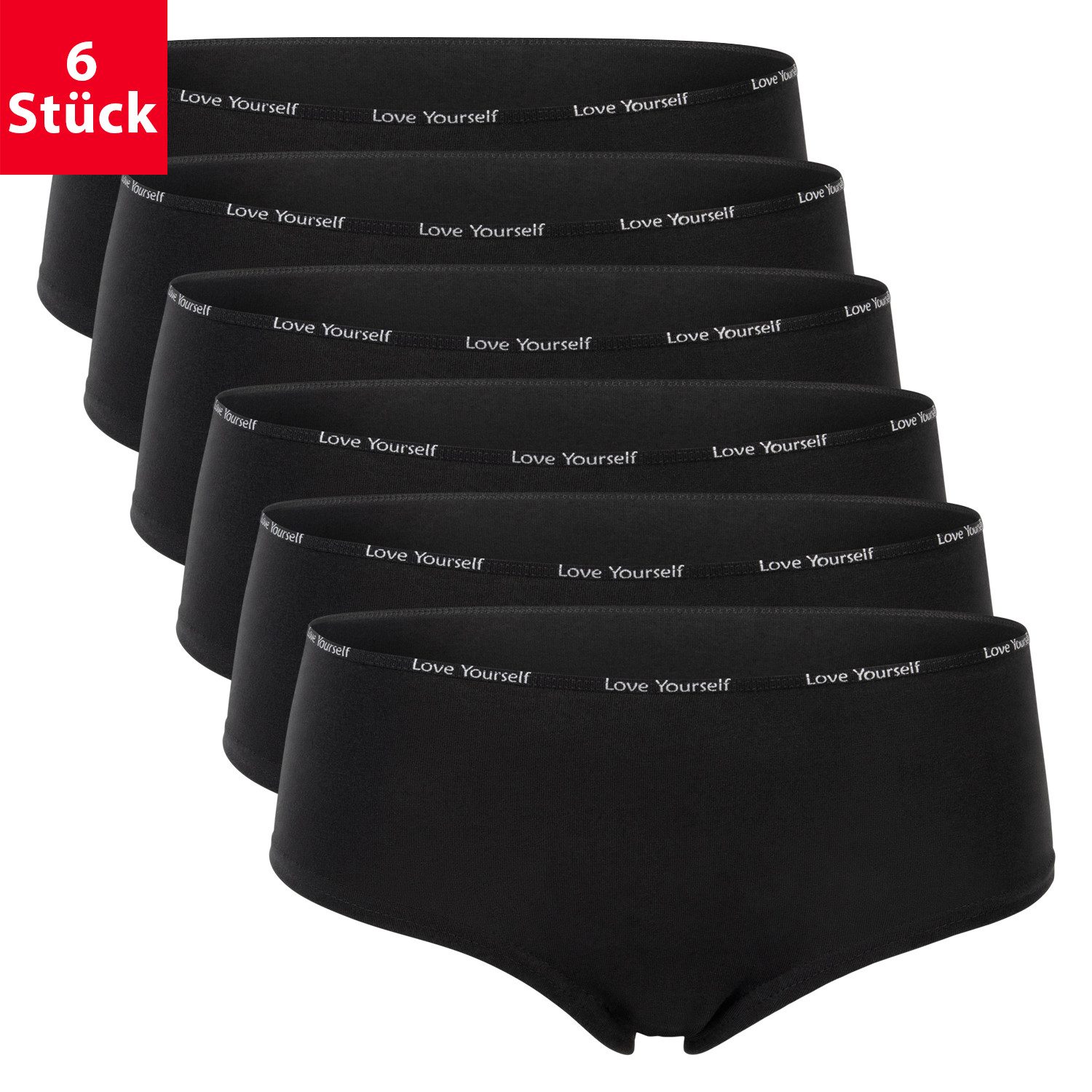 celodoro Panty Damen Panty Slip (6er Pack) mit Ziergummi & Schriftzug