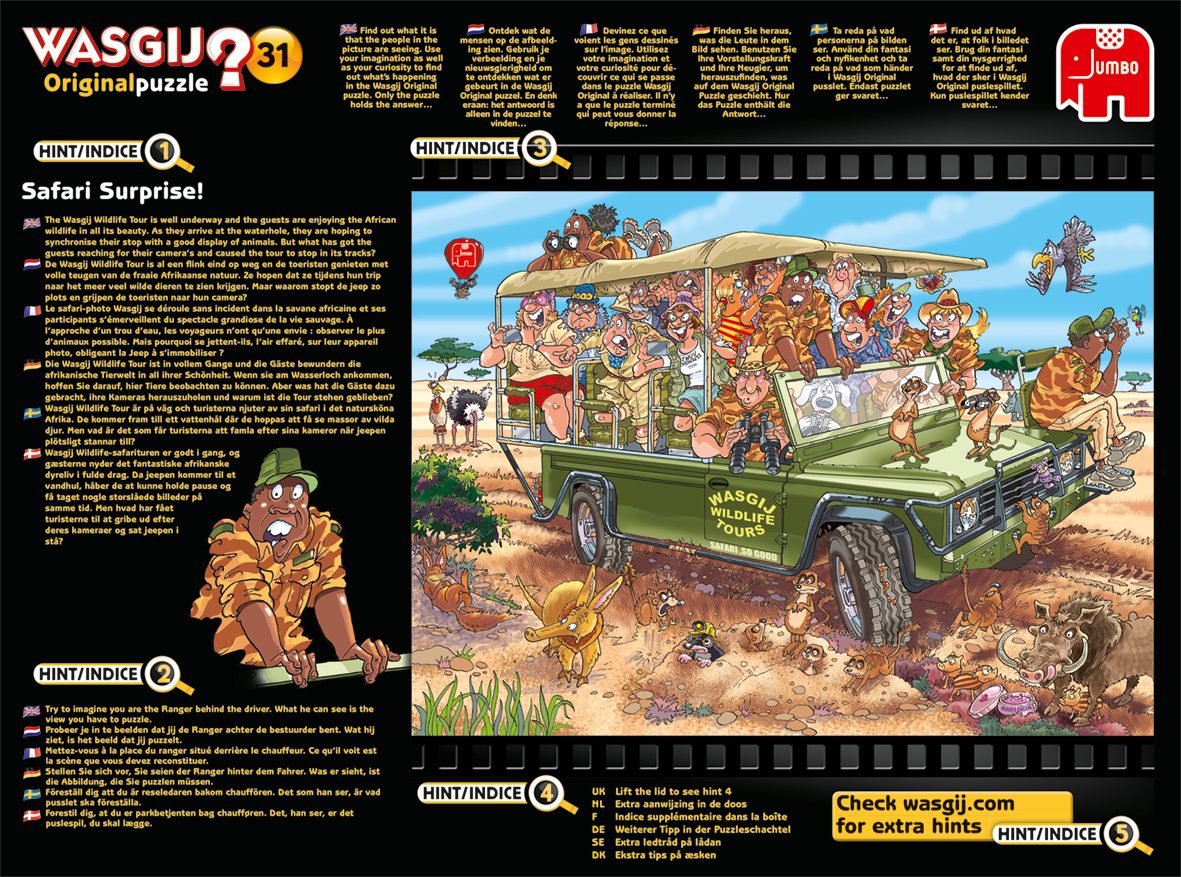 Jumbo Spiele Puzzle Wasgij Original 31 Safari Überraschung! 1000 Teile Puzzle, 1000 Puzzleteile