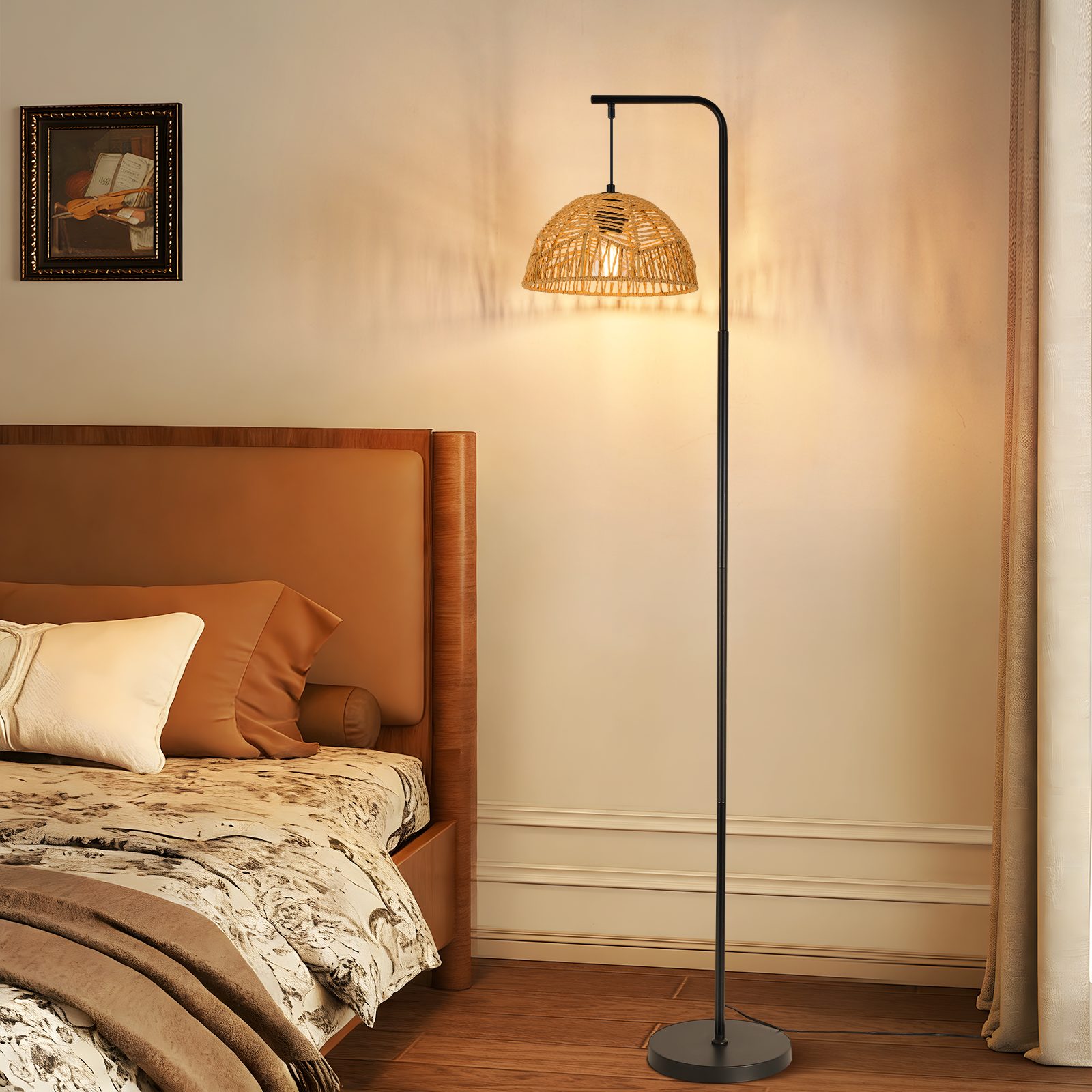 Nettlife Stehlampe schwarz modern 164cm Bodenlampe Boho Standlampe Fußschalter E27, ohne Leuchtmittel, für Esszimmer, Terrasse
