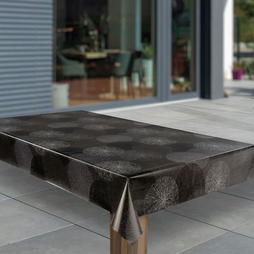 laro Tischdecke Wachstuch-Tischdecken Abwaschbar Feuerwerk Schwarz Grau rec günstig online kaufen