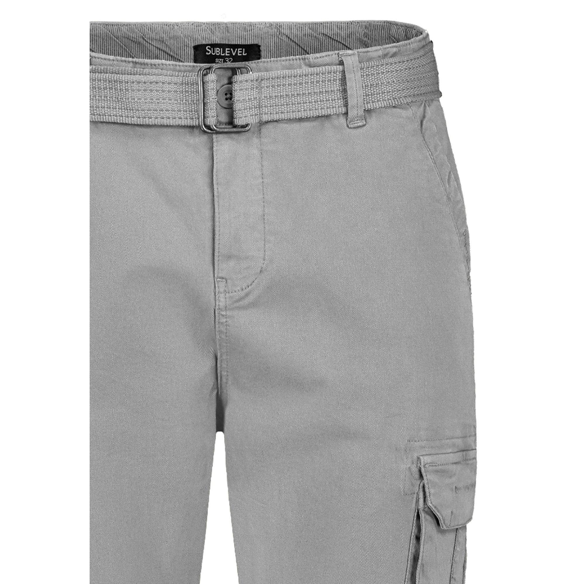 SUBLEVEL Cargohose Herren Cargo Hose Jeans Sweatpant Chino Jogginghose inkl. Gürtel