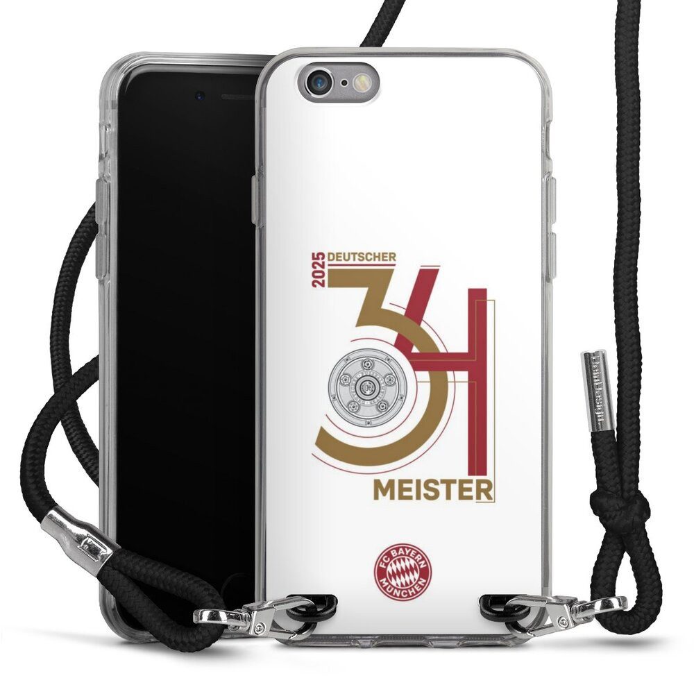 DeinDesign Handyhülle FC Bayern München Meister Offizielles Lizenzprodukt, Apple iPhone 6s Handykette Hülle mit Band Case zum Umhängen