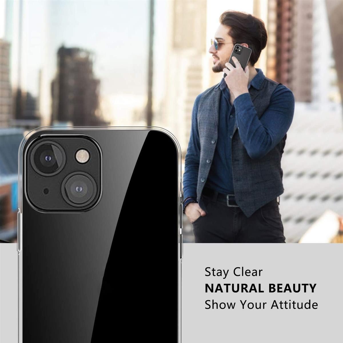 OLi Handyhülle Diamond Hart Case Kompatibel mit iPhone 13 Mini Hülle Vergilbungsfrei 5,4 Zoll, Magnetische Tasche