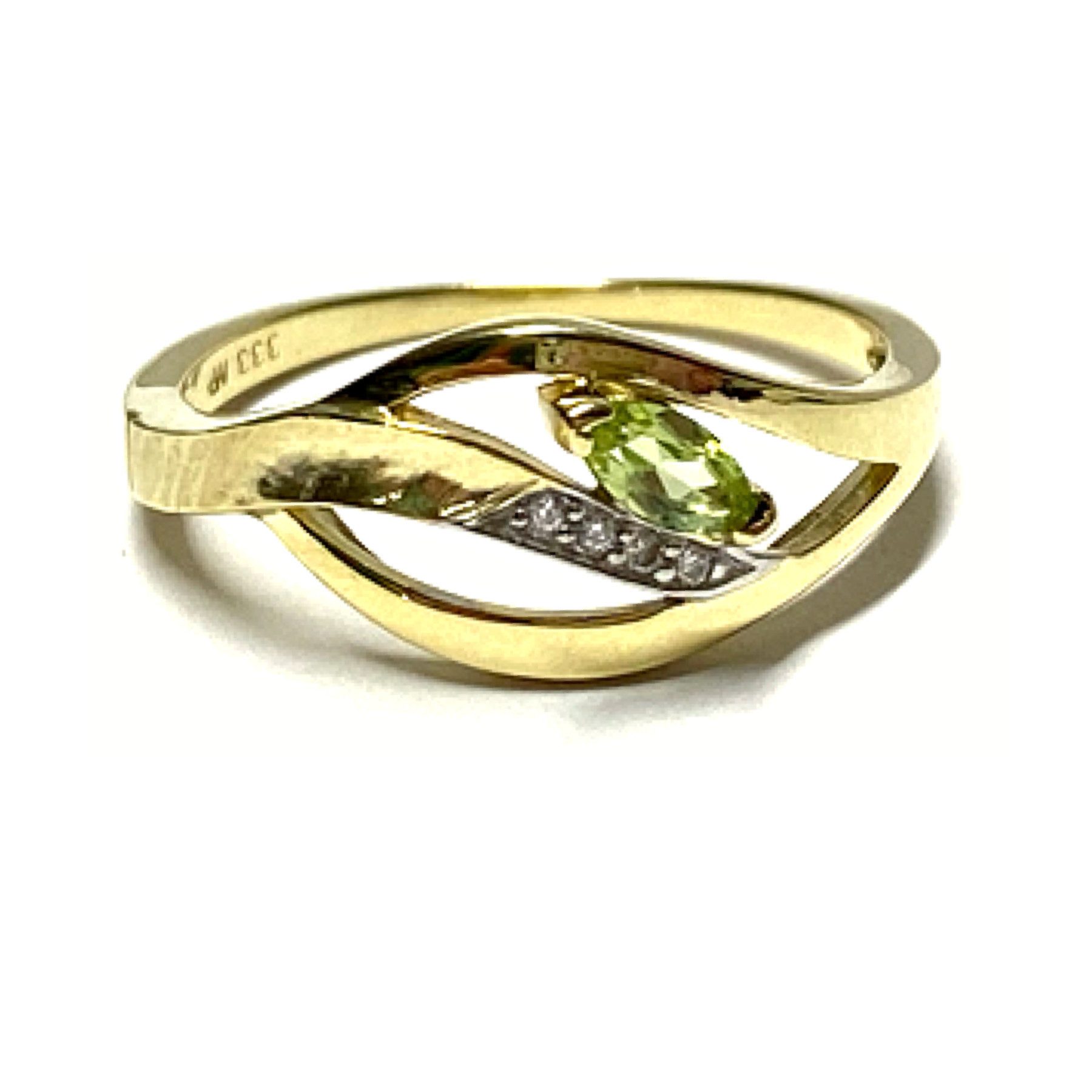 Schmuckset Goldring 333/- Gold Peridot grün + Zirkonia Schmuckring Ring #54