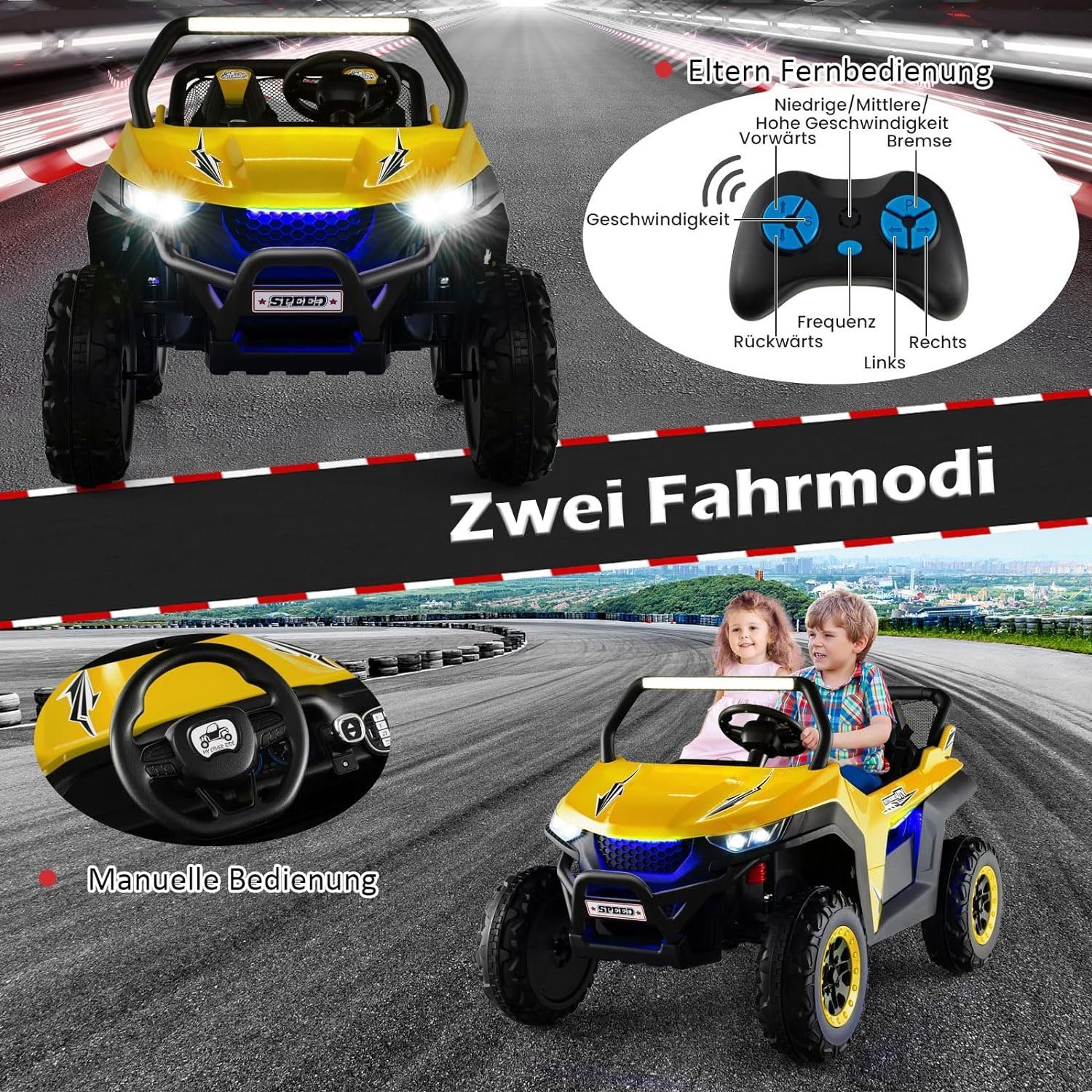 KOMFOTTEU Elektro-Kinderauto 2-Sitzer Kinderfahrzeug 12V, Belastbarkeit 59 kg, mit 2,4 GHz Fernbedienung