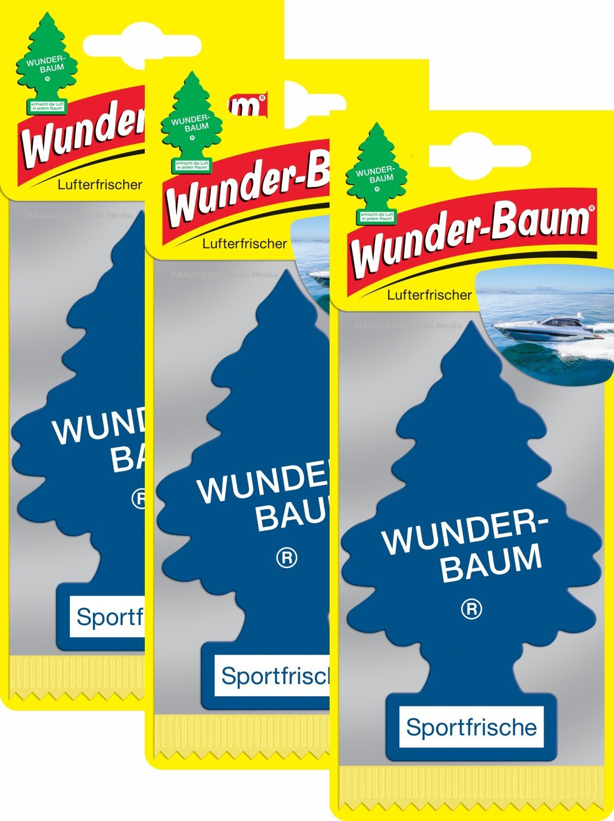 Wunder-Baum Hänge-Weihnachtsbaum Sportfrische 3er Duftbäumchen Wunderbaum 3  Set Lufterfrischer