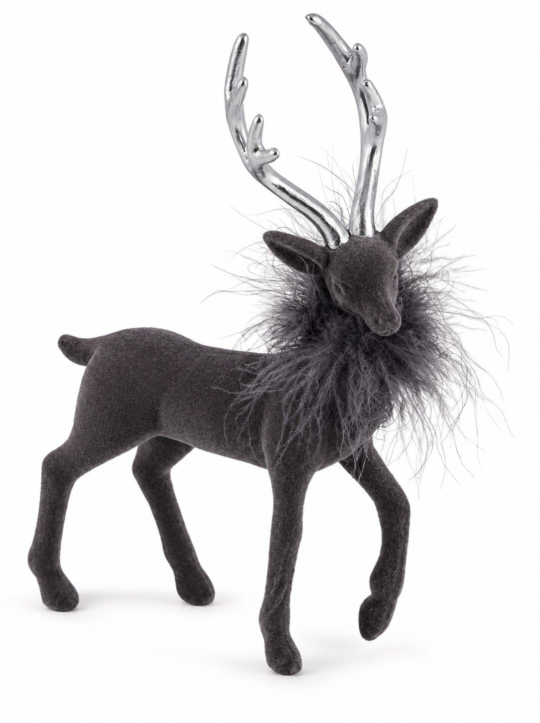 Kunstgewerbe Gehlmann Weihnachtsfigur Otto Deko Hirsch Silber-Grau