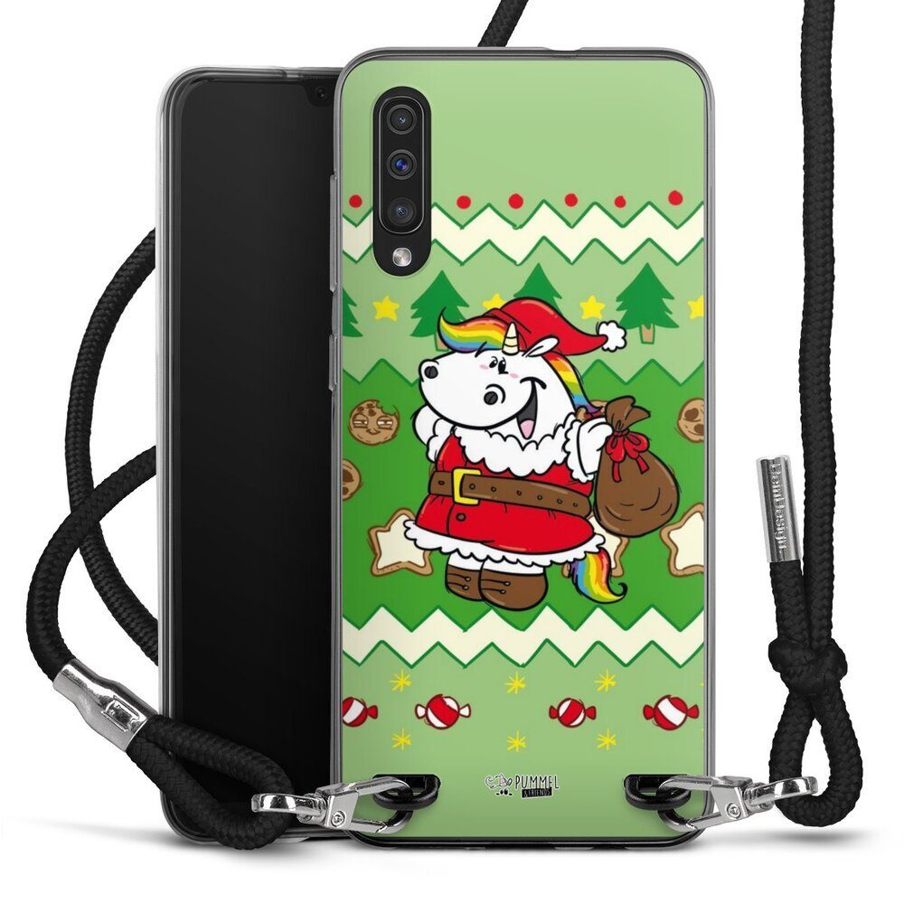 DeinDesign Handyhülle »Ugly Christmas Pummeleinhorn Grün«, Samsung Galaxy  A50 Handykette Hülle mit Band Case zum Umhängen
