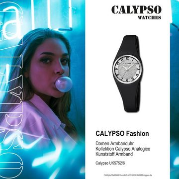 CALYPSO WATCHES Quarzuhr Calypso Damen Uhr K5752/6 Kunststoffband, Damen Armbanduhr rund, Kunststoff, PUarmband schwarz, Fashion