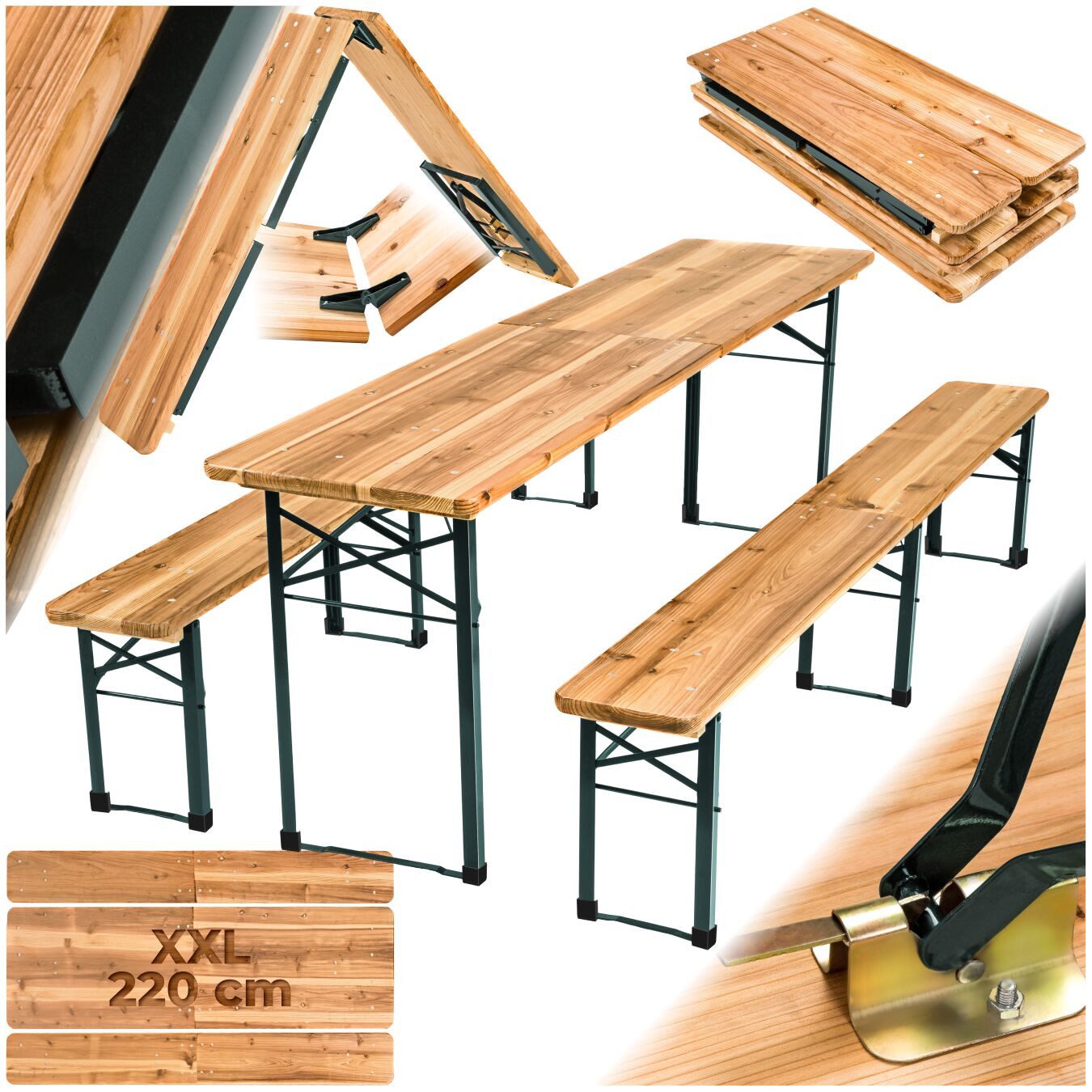 tectake Bierzeltgarnitur Festzeltgarnitur Ralf 3-tlg. klappbar, (Set., 3-tl günstig online kaufen