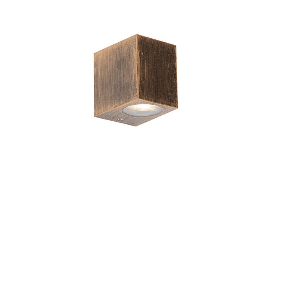 Qazqa Außen-Wandleuchte Baleno, ohne Leuchtmittel, Warmweiß, QAZQA Außen Wand­leuchte, gu10, Gold, Kunststoff, Industrie