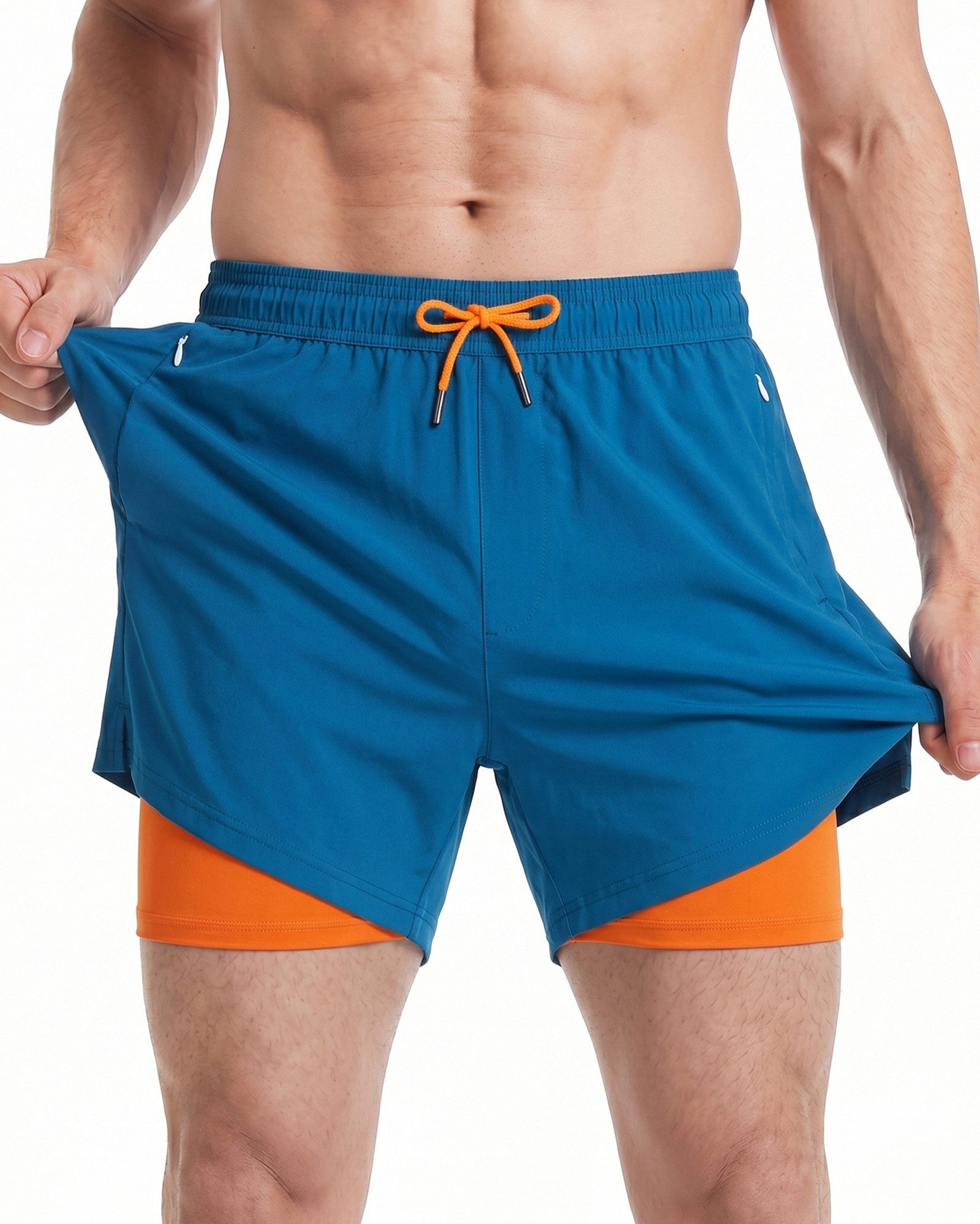MaaMgic Shorts Herren Stretch kurze Hose Männer Badehose mit Reißverschlusstaschen (1-tlg)