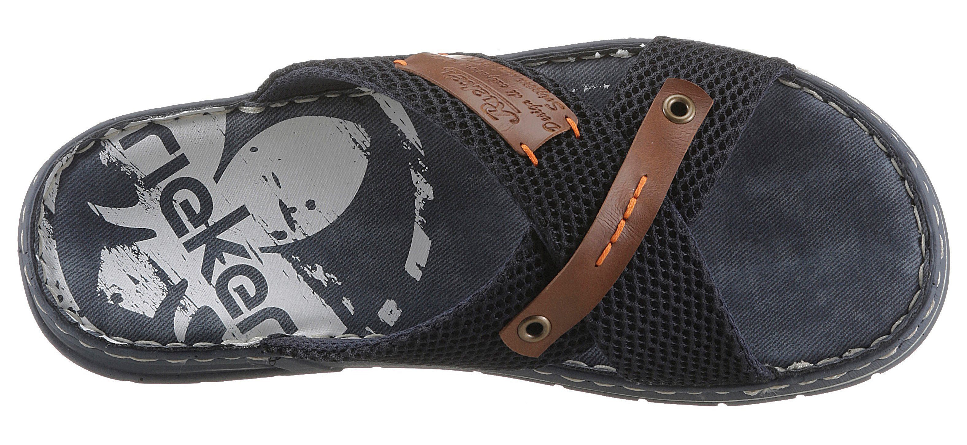 Rieker Pantolette, Sommerschuh, Schlappen, Poolslides, mit Kontrastdetails
