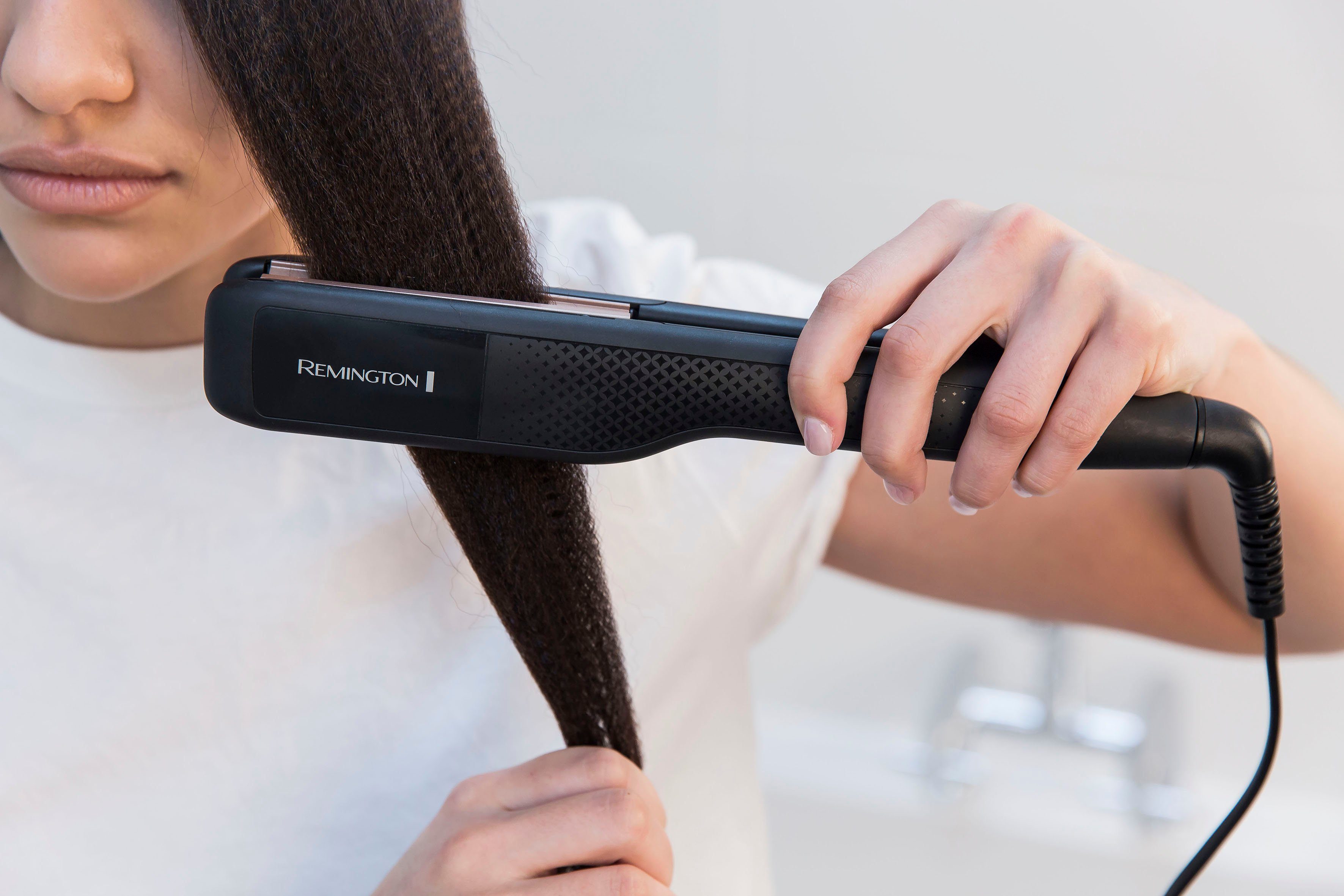 Remington Welleneisen Ceramic Crimp, Kreppeisen, S3580 Keramik-Turmalin-Beschichtung, für Wellen & Volumen, 4-facher Schutz für feines & dickes Haar schwarz