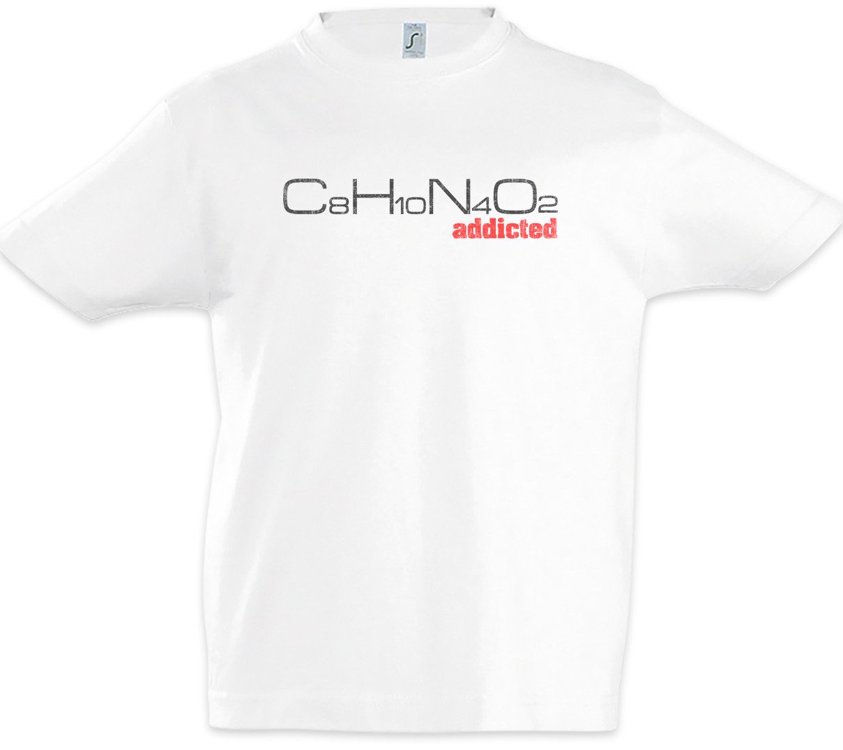 Print-Shirt C8h10n4o2 Addicted Kinder T-Shirt Koffein Coffee Chemische Formel