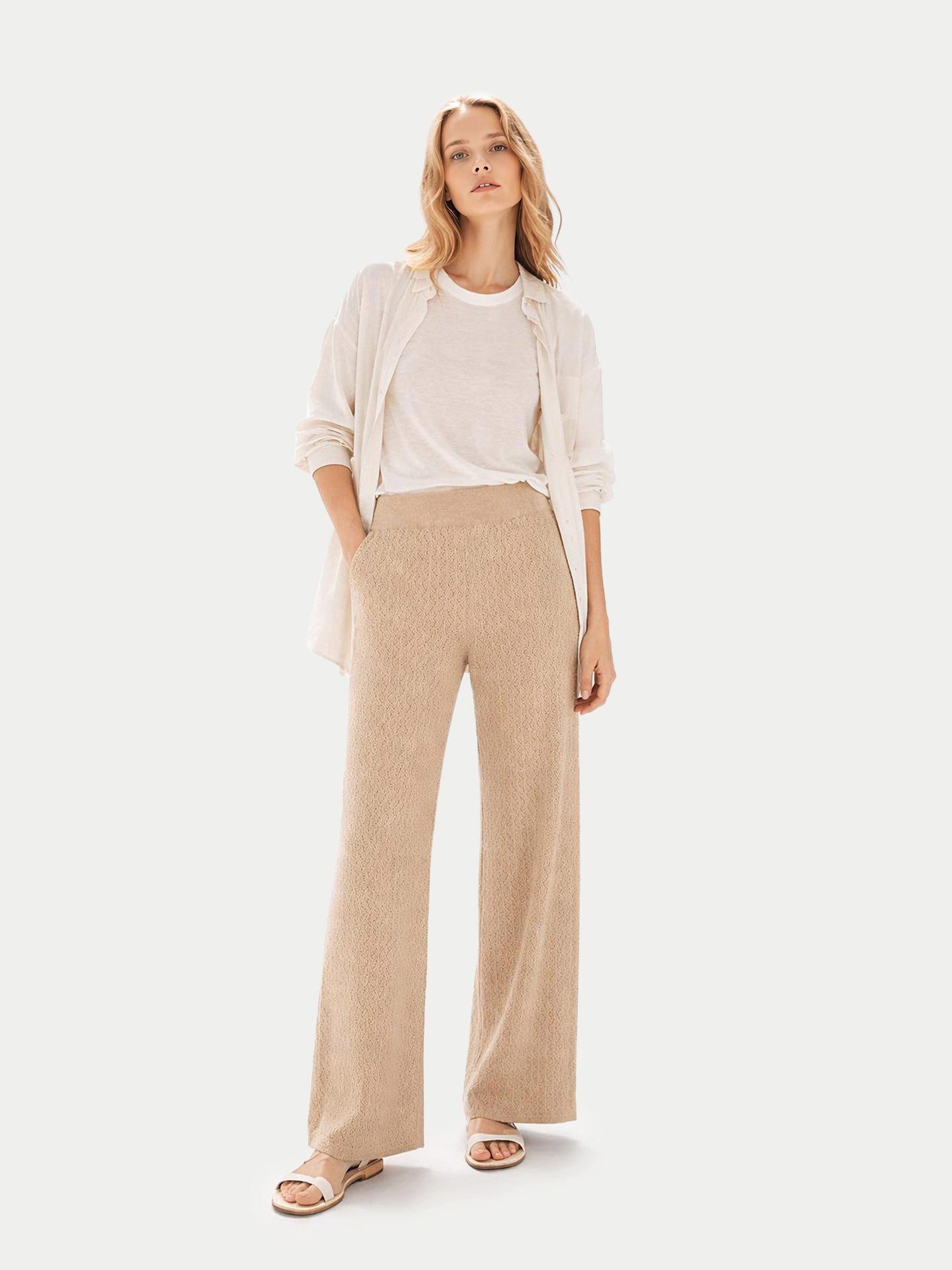 Strickhose Weite Ajour-Strick Kaschmir-Hosen