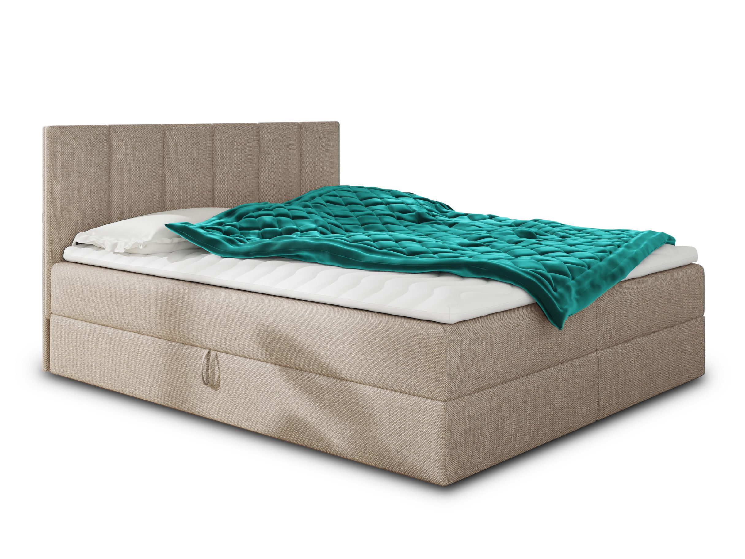 Sofnet Boxbett Star (mit zwei Bettkästen, Bonell-Matratze und Topper), Doppelbett, Polsterbett mit Kopfteil, Boxspringbett