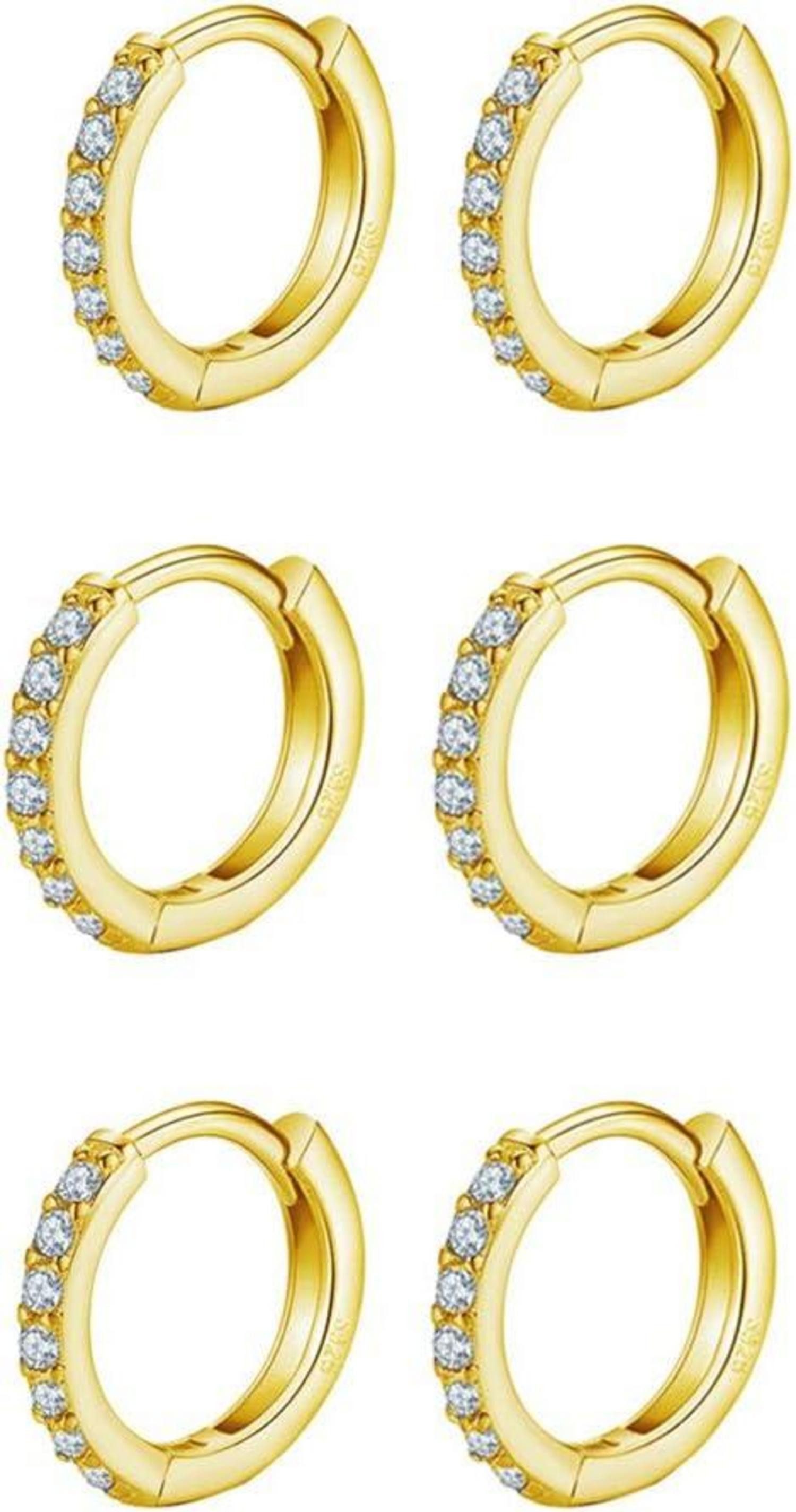 Ohrring und Ketten Set 925 Sterling Silver Post 9 kt vergoldete zirkonia Ohrringe