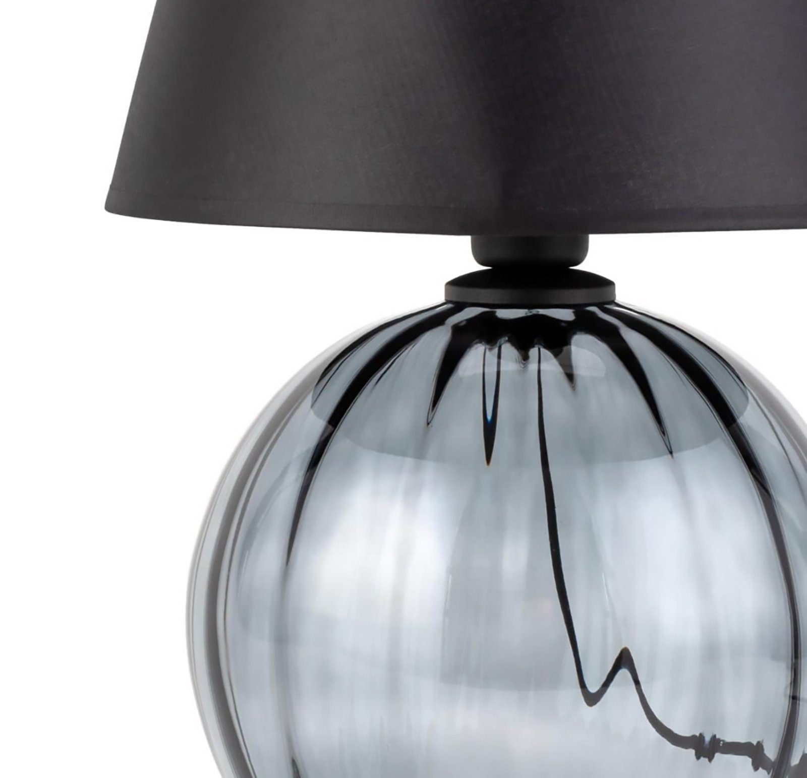 Signature Home Collection Nachttischlampe Tischlampe schwarz, Lampenschirm Nachttischlampe, Glas warmweiß, grau mit Glaslampe bauchig ohne Leuchtmittel