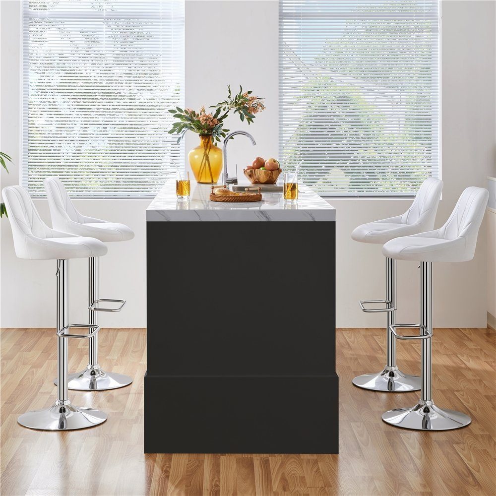 Yaheetech Barhocker (1 St), Verstellbare Sitzhöhe 61,5 cm - 83 cm Polsterhocker mit Fußstütze