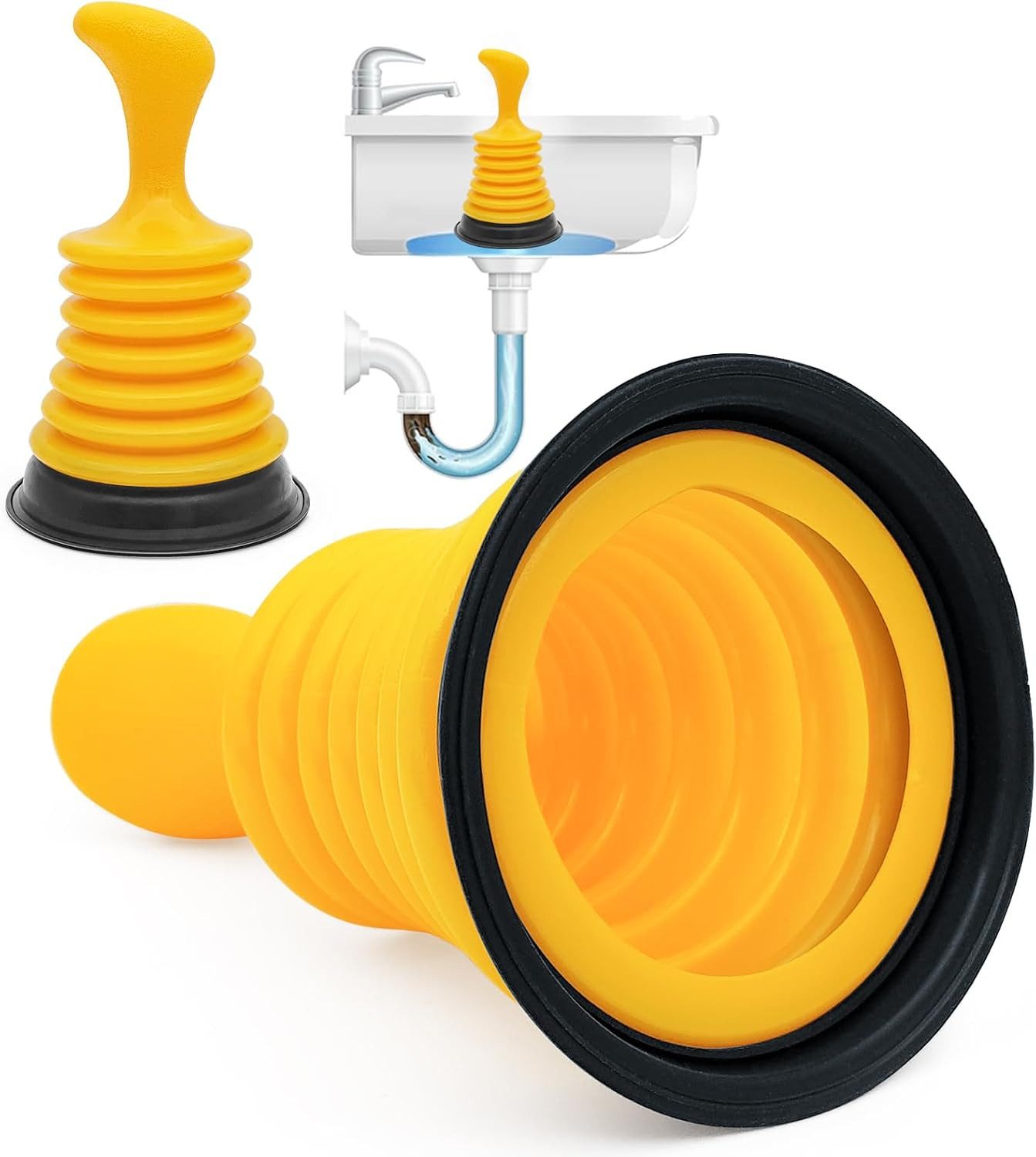 FELIXLEO Pümpel Mini Pömpel 18 cm Saugglocke Abfluss für Waschbecken Bad Küche, (1 tlg)