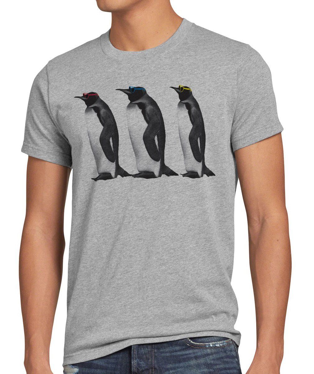 style3 Print-Shirt Herren T-Shirt Penguins Leonard big bang sheldon cooper pinguin the theory polar grau meliert