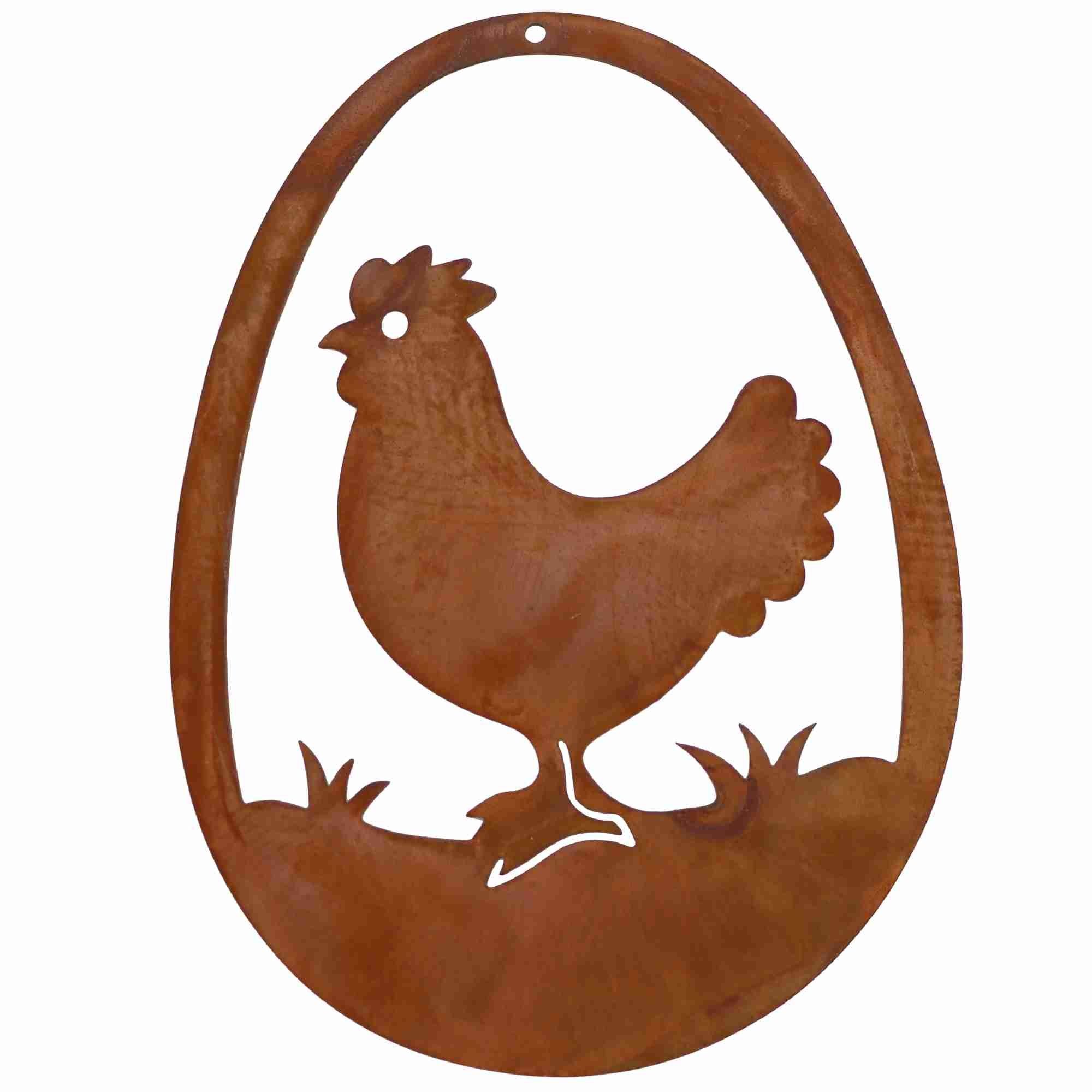 Hängedekoration Huhn im Osterei Metall Deko Figur Osterdeko