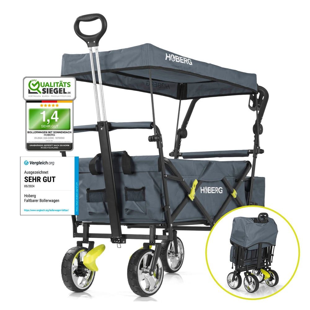 Hoberg Bollerwagen inkl. Dach Getränkehalte & Tasche