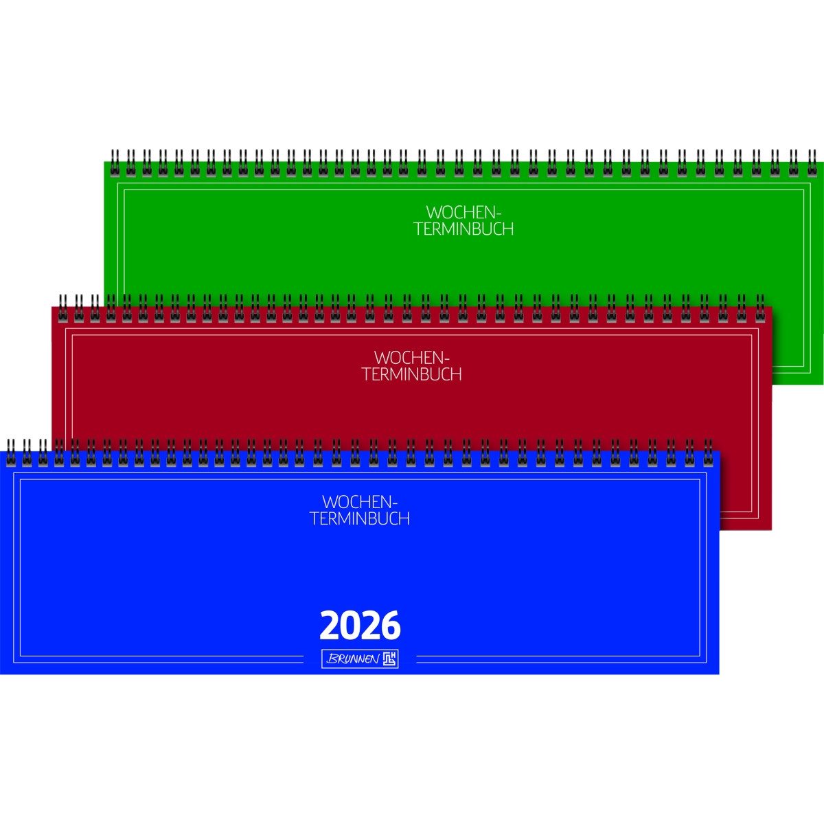 BRUNNEN Schreibtischkalender Querkalender 774 32,6x10,2cm 1 Woche/2 Seiten Karton-Umschlag farbig s