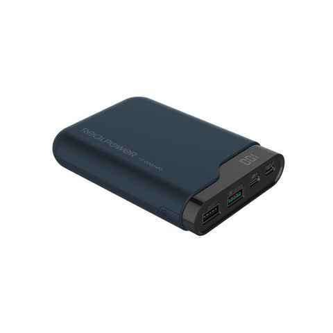 Realpower PB-10000 PD Powerbank Powerbank 10000 mAh, Quick Charge 3.0, USB-C Ladegerät / Ersatzakku für PD Notebooks