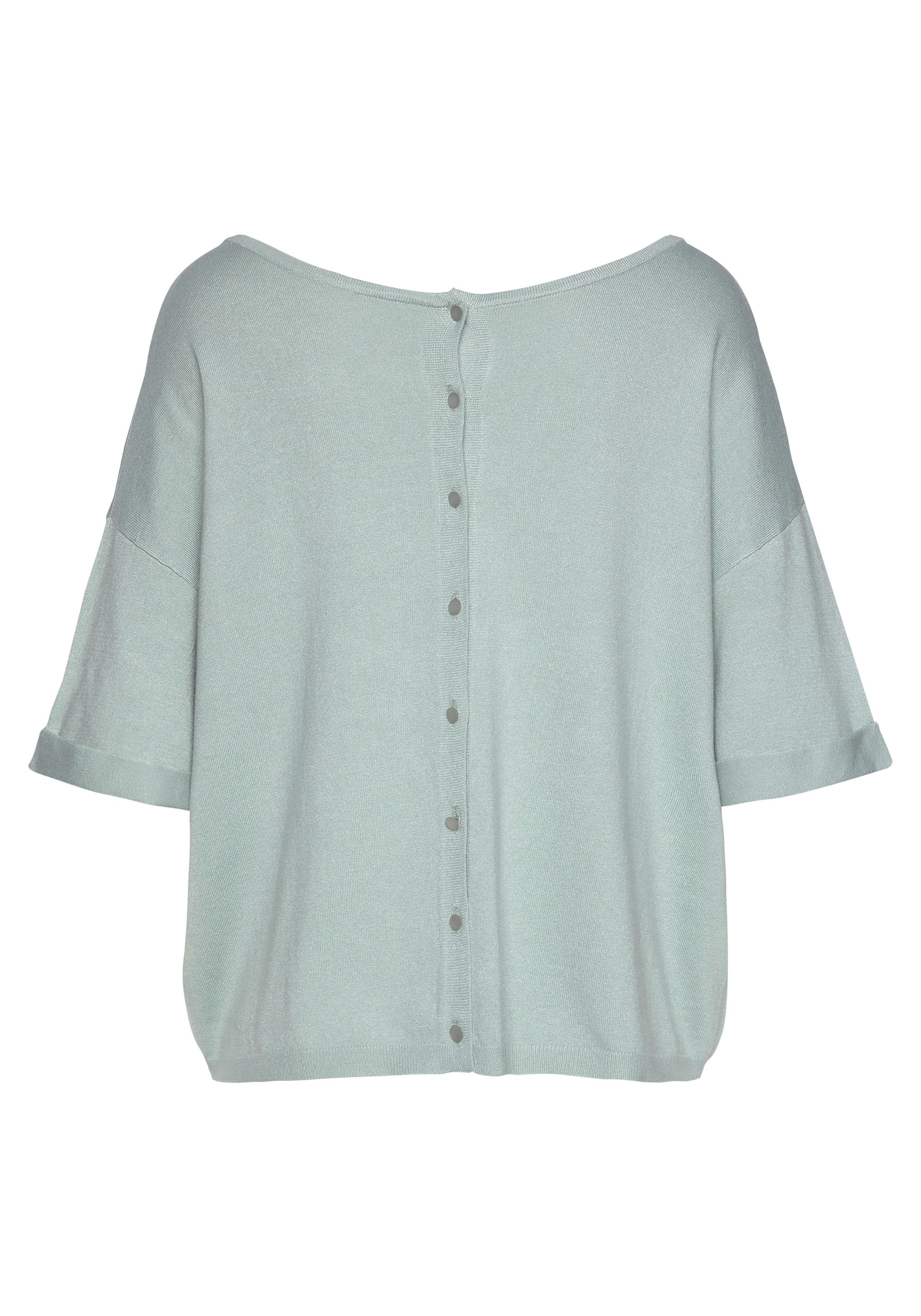 Dyhxuan 3/4 Arm Strickpullover Damen - Gerippt V-Ausschnitt Tunika Basic Oberteil S-2XL