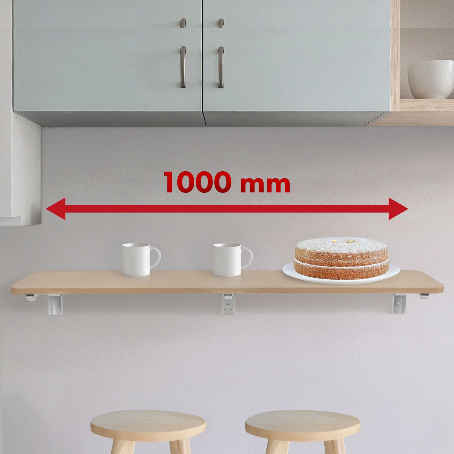 Maclean Wandregal MC-128 Klappbares Regal mit Aufsatz 100x40 cm, Wandschreibtisch max. 50 kg