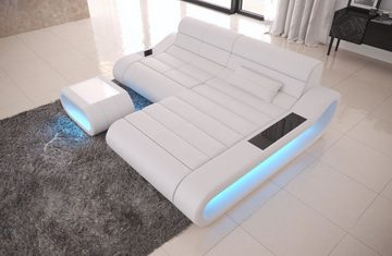 Sofa Dreams Ecksofa Leder Sofa Ledercouch Concept L Form kurz Ledersofa, Couch, mit LED, Designersofa mit ergonomischer Rückenlehne