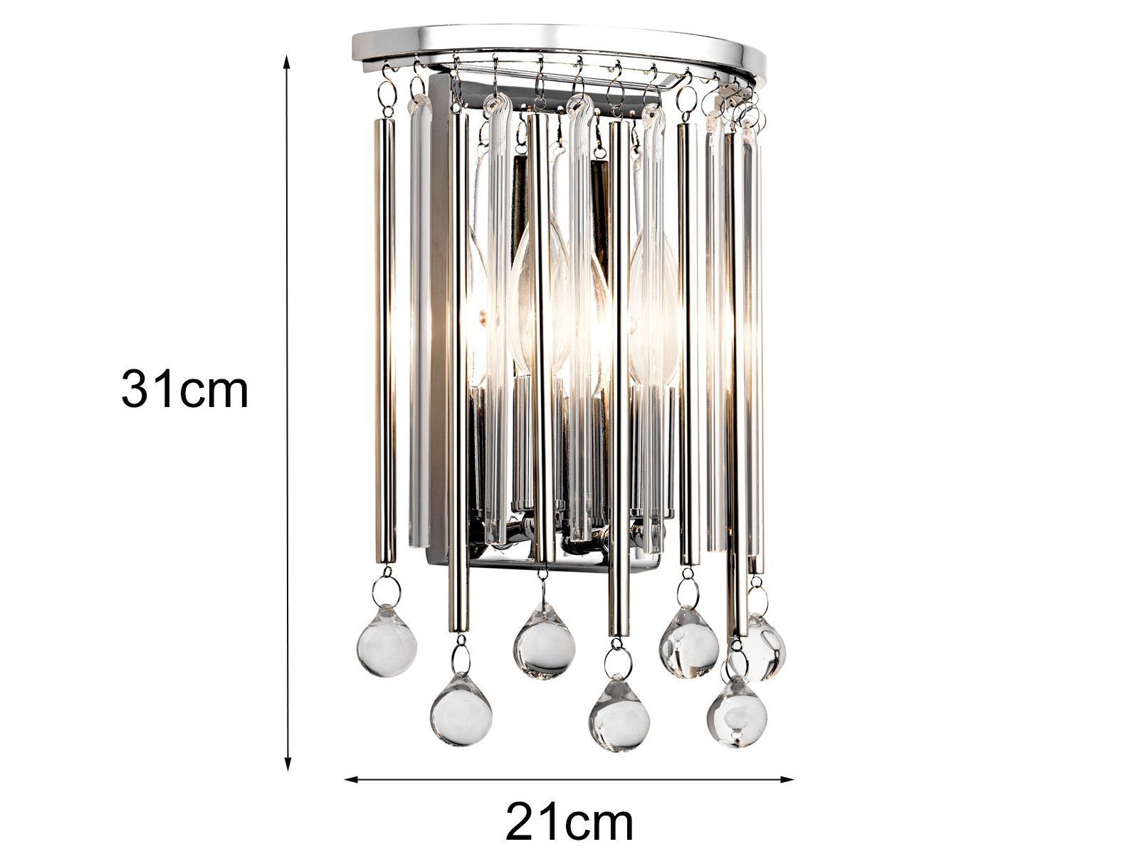 Chrom wechselbar, H meineWunschleuchte LED warmweiß, für ausgefallene innen, Designer-lampe Nachttisch Treppenhaus & LED Wandleuchte, 31cm Silber