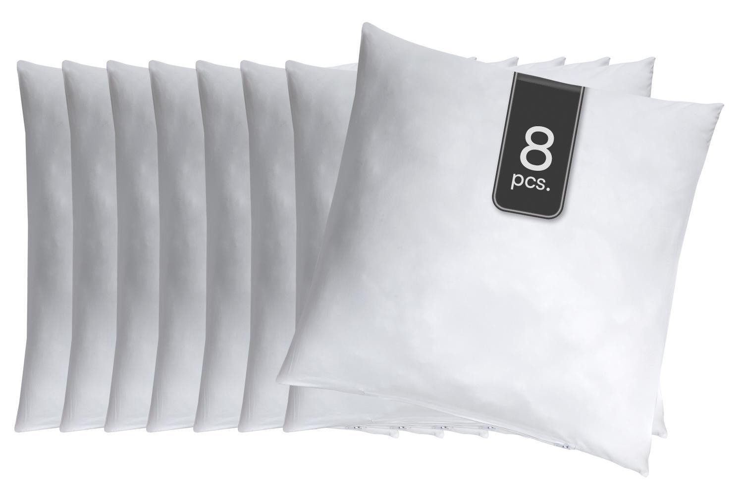 Home4You Kissenfüllung für Zierkissen, 8er Set, Weiß, Mikrofaserbezug, Faserbällchenfüllung, 180 Gramm, Waschbar