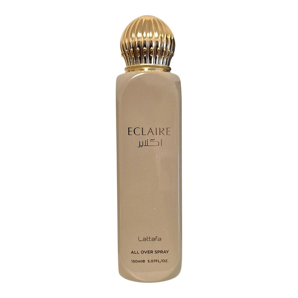 Lattafa Duft-Set Eclaire All Over Spray 150ml Süßer Gourmand + Parfümzerstäuber leer